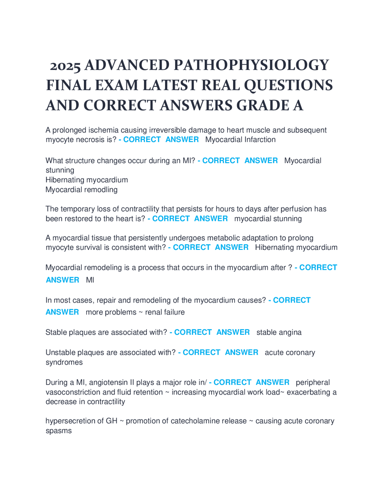2025 Advanced Pathophysiology Final Exam – Latest Real Questions and ...