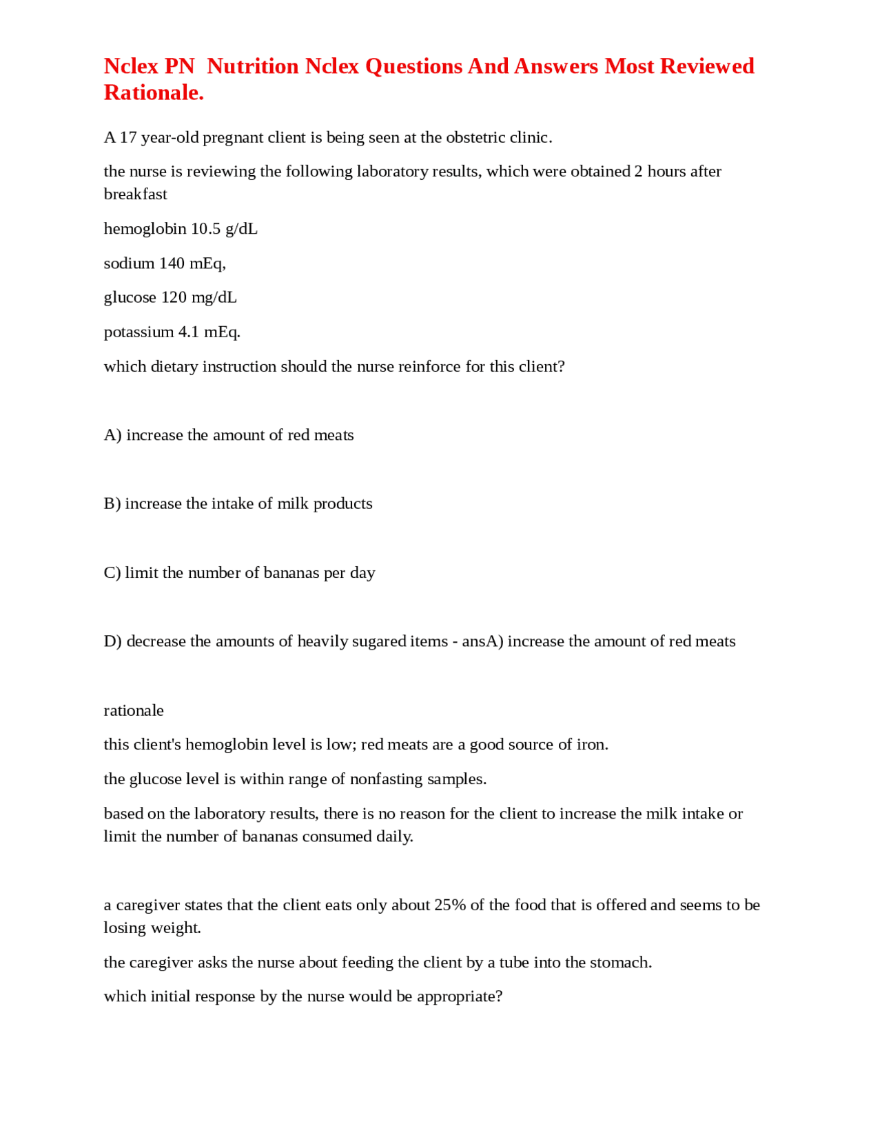 NCLEX-PN Nutrition Review: Questions and Answers for Exam Prep ...