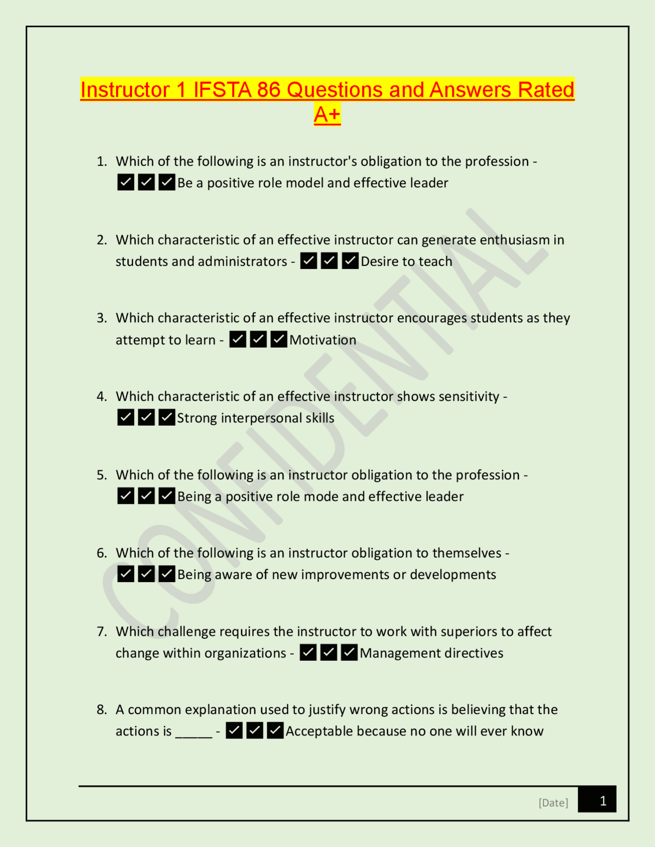 Instructor 1 IFSTA 86 Questions and Answers Rated A+ | Exams Nursing ...