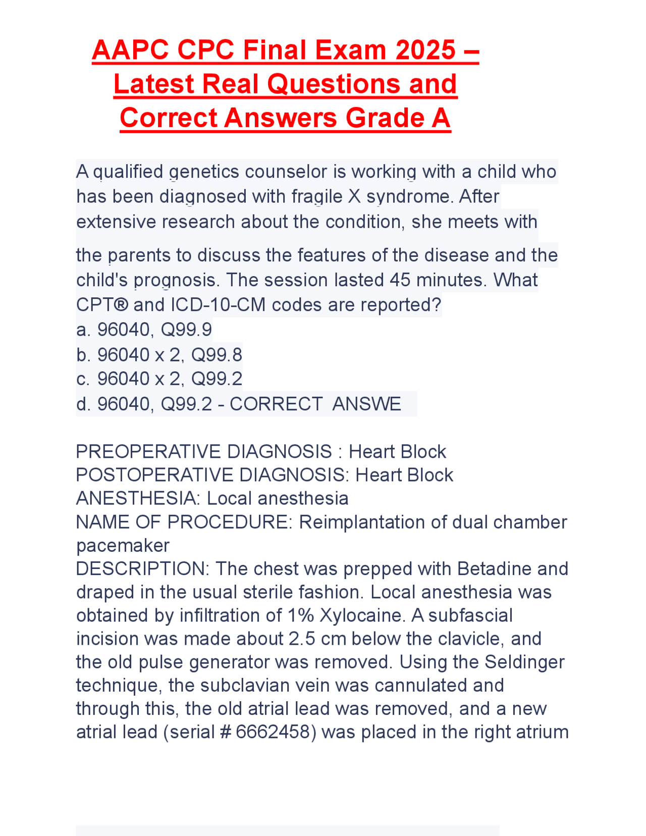 AAPC CPC Final Exam 2025 – Latest Real Questions and Correct Answers ...