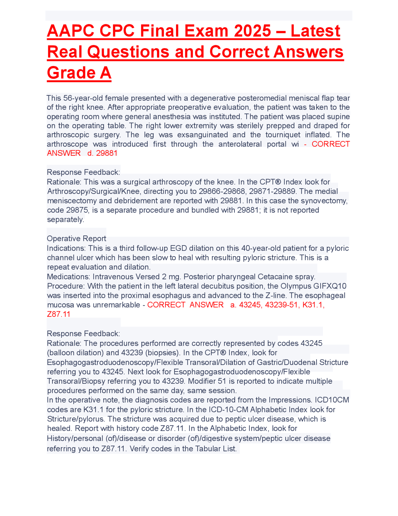 AAPC CPC Final Exam 2025 – Latest Real Questions and Correct Answers ...