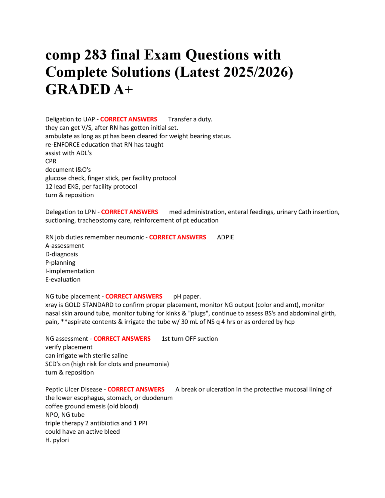 comp 283 final Exam Questions with Complete Solutions (Latest 2025/2026 ...