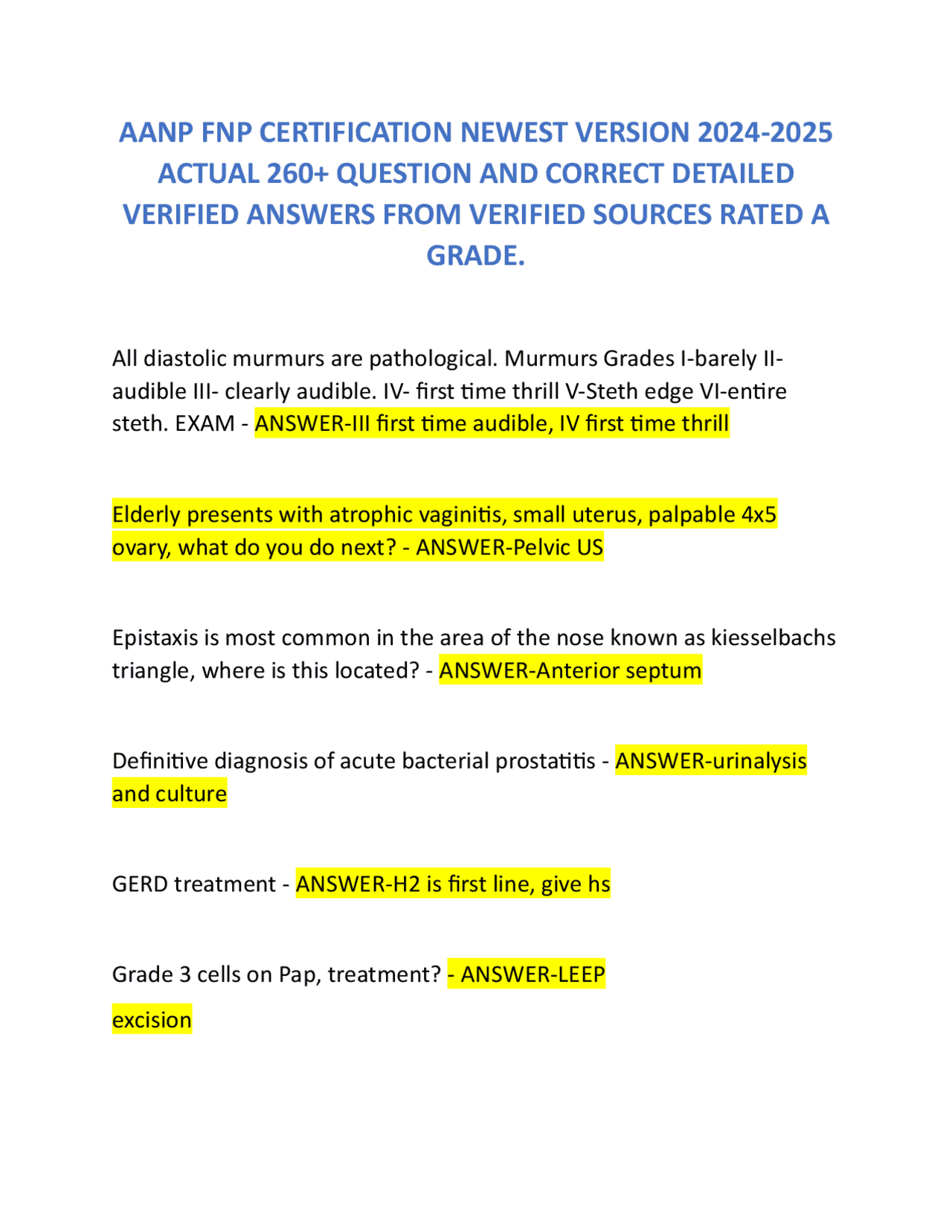 AANP AGPCNP ACTUAL PRACTICE EXAM NEWEST VERSION 2024-2025 ACTUAL 75 ...