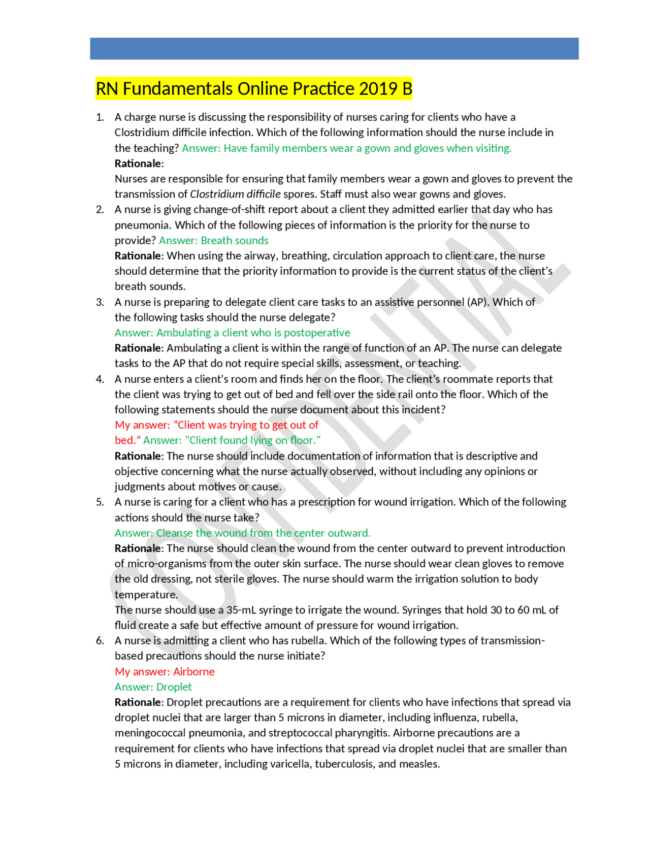Rn Fundamentals Online Practice 2019 B