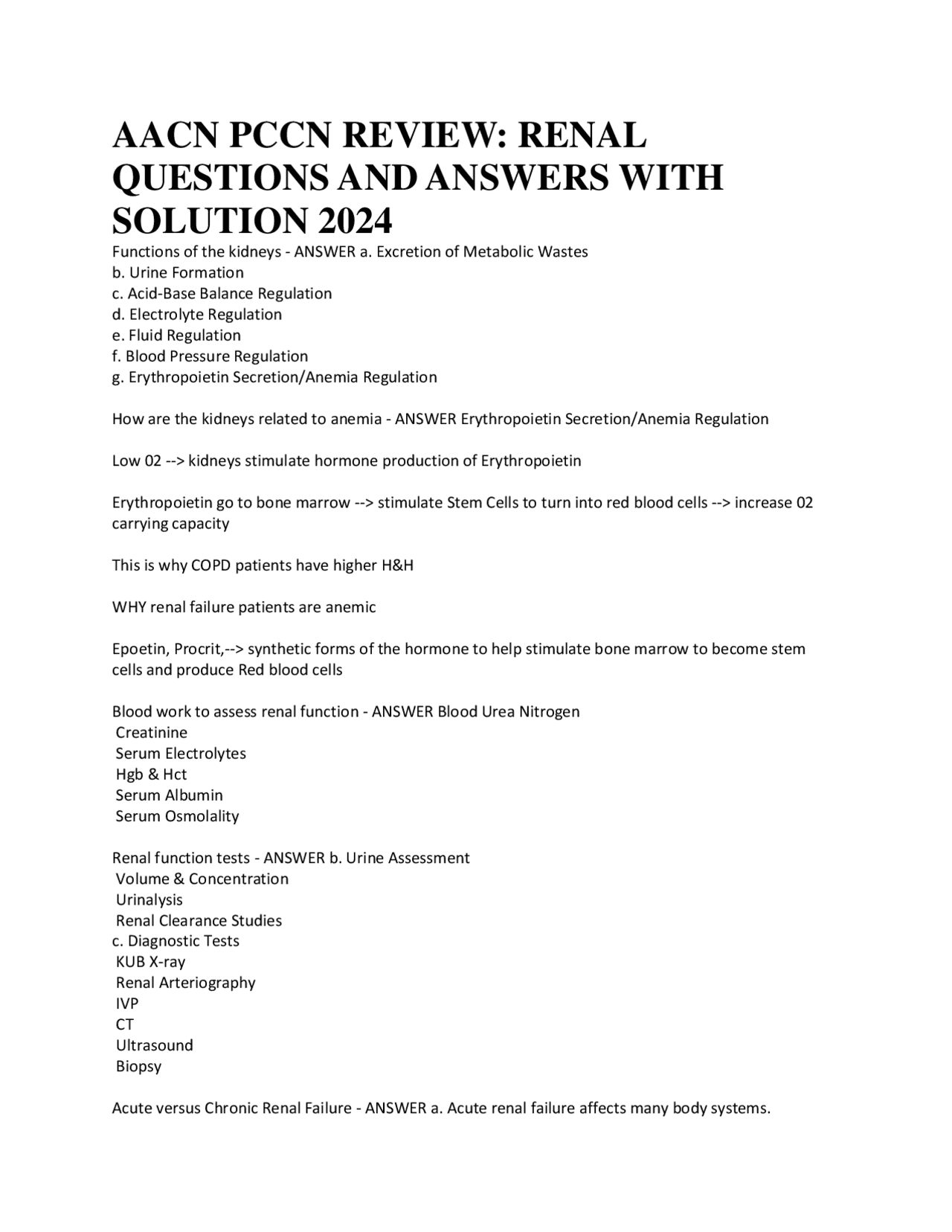 AACN PCCN REVIEW QUESTIONS AND ANSWERS WITH SOLUTIONS | Exams Nursing ...