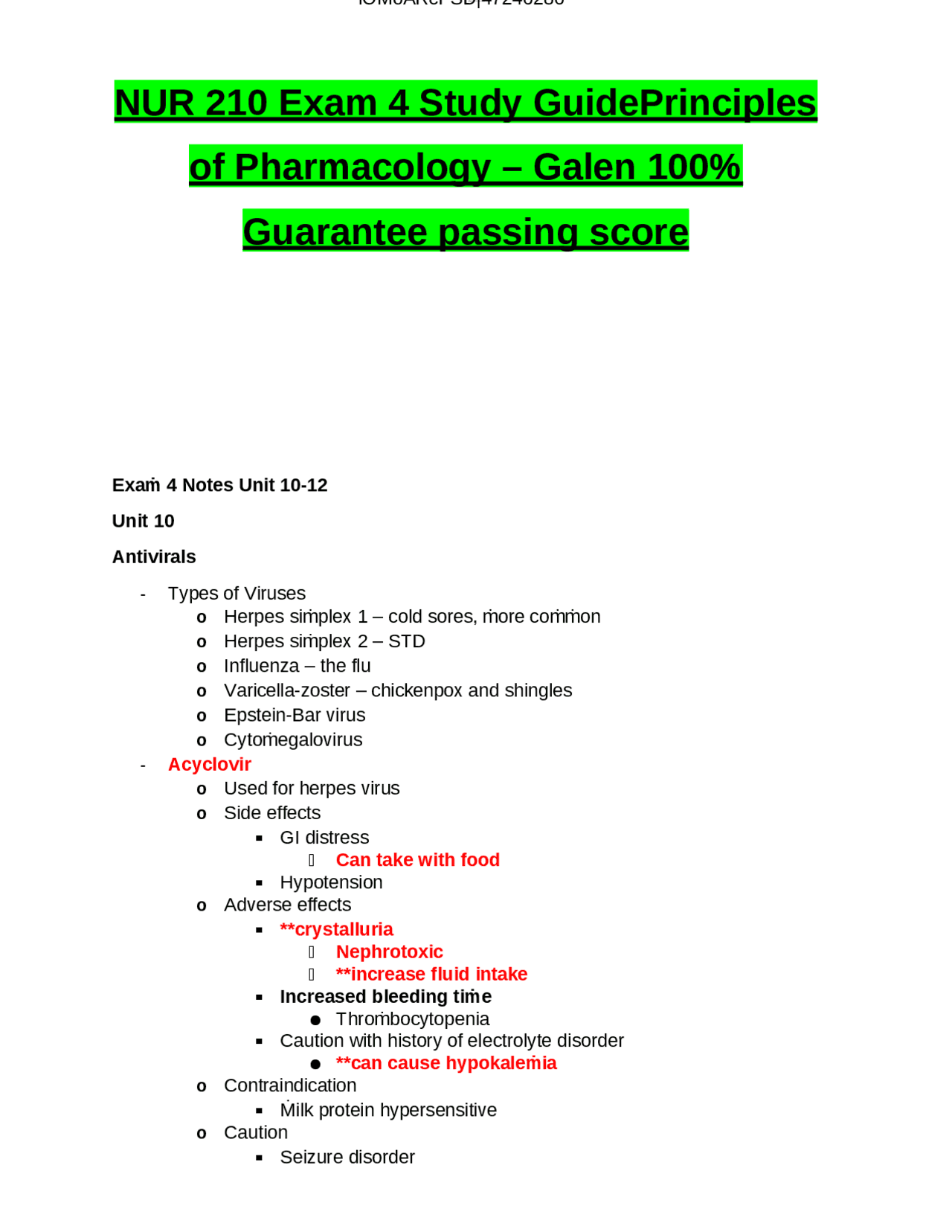 NUR 210 Exam 4 Study GuidePrinciples of Pharmacology | Exams ...