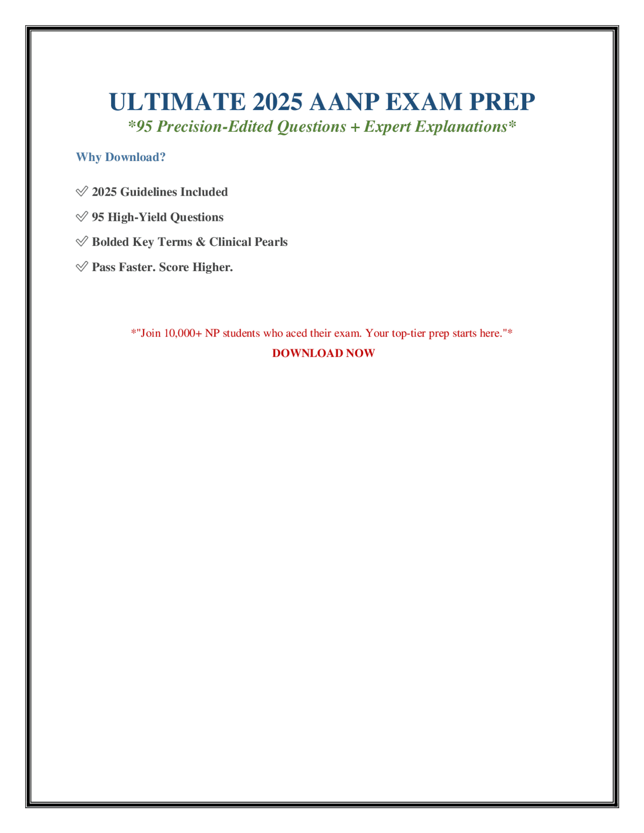 Ultimate 2025 AANP Practice Questions | Exams Nursing | Docsity