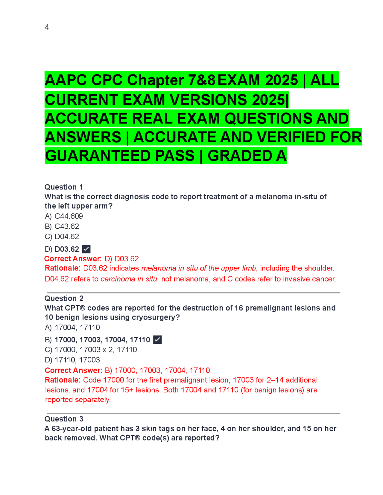 AAPC CPC Chapter 7&8 EXAM 2025 | ALL CURRENT EXAM VERSIONS 2025 ...