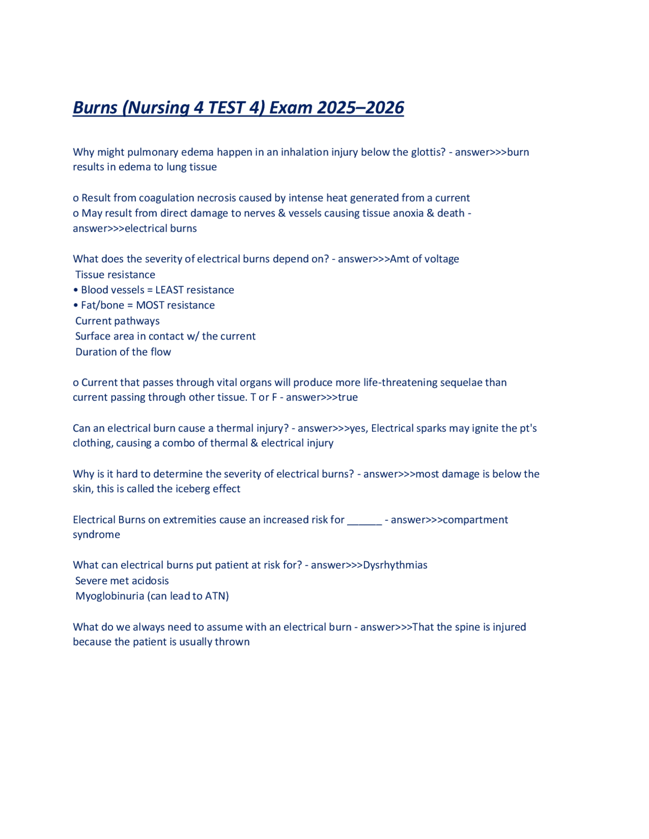 Burns (Nursing 4 TEST 4) Exam 2025–2026 .pdf | Exams Nursing | Docsity