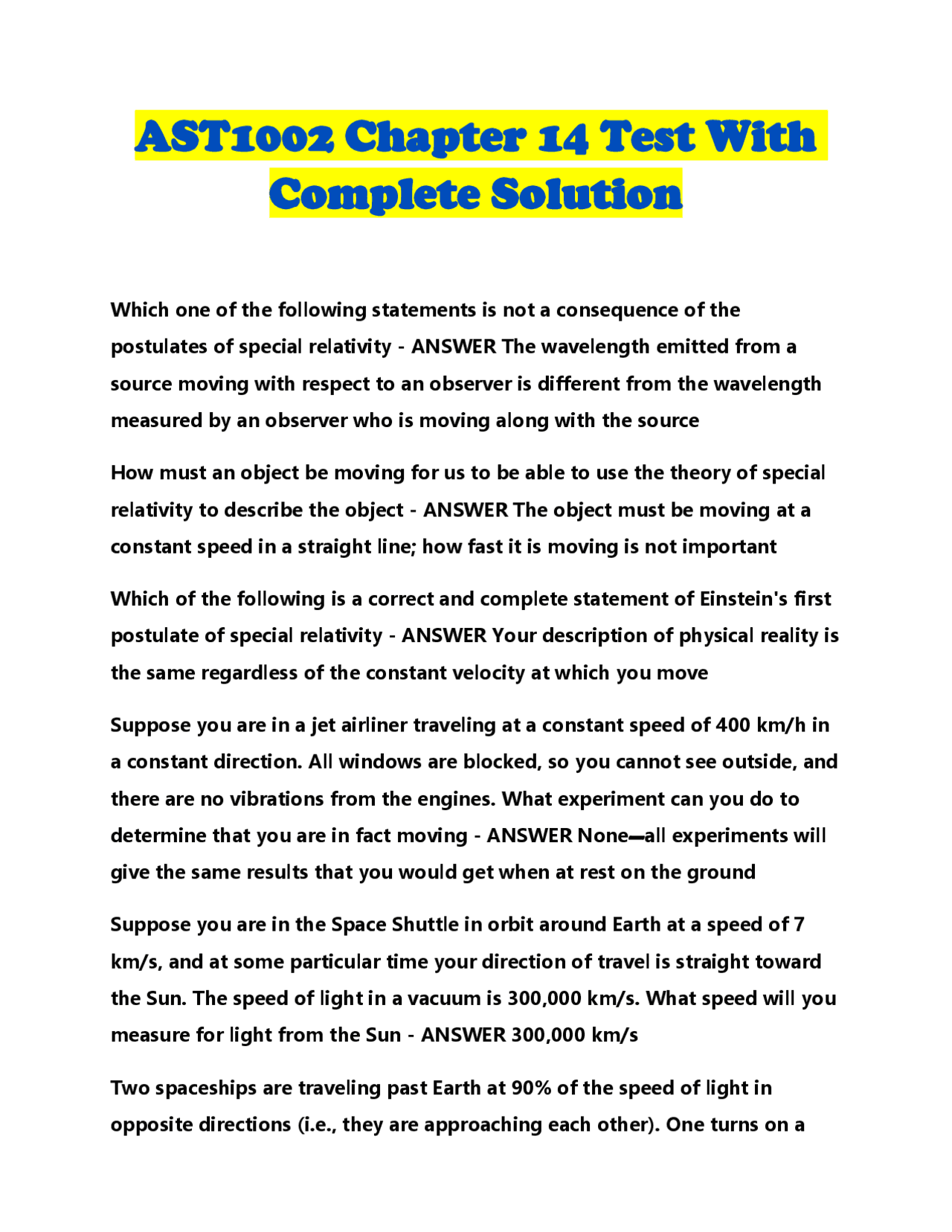 AST1002 Chapter 14 Test With Complete Solution | Exams Advanced ...
