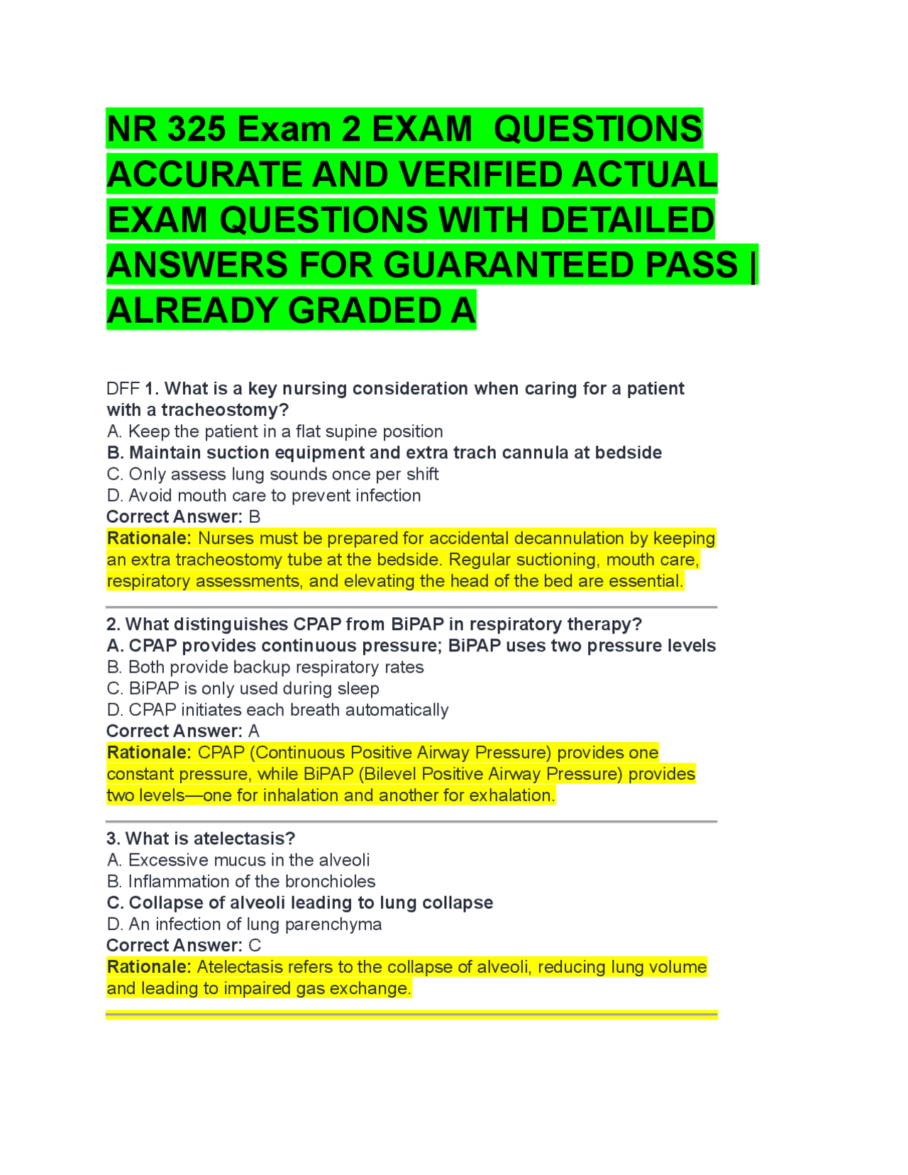 NR 325 Exam 2 EXAM QUESTIONS ACCURATE AND VERIFIED ACTUAL EXAM ...