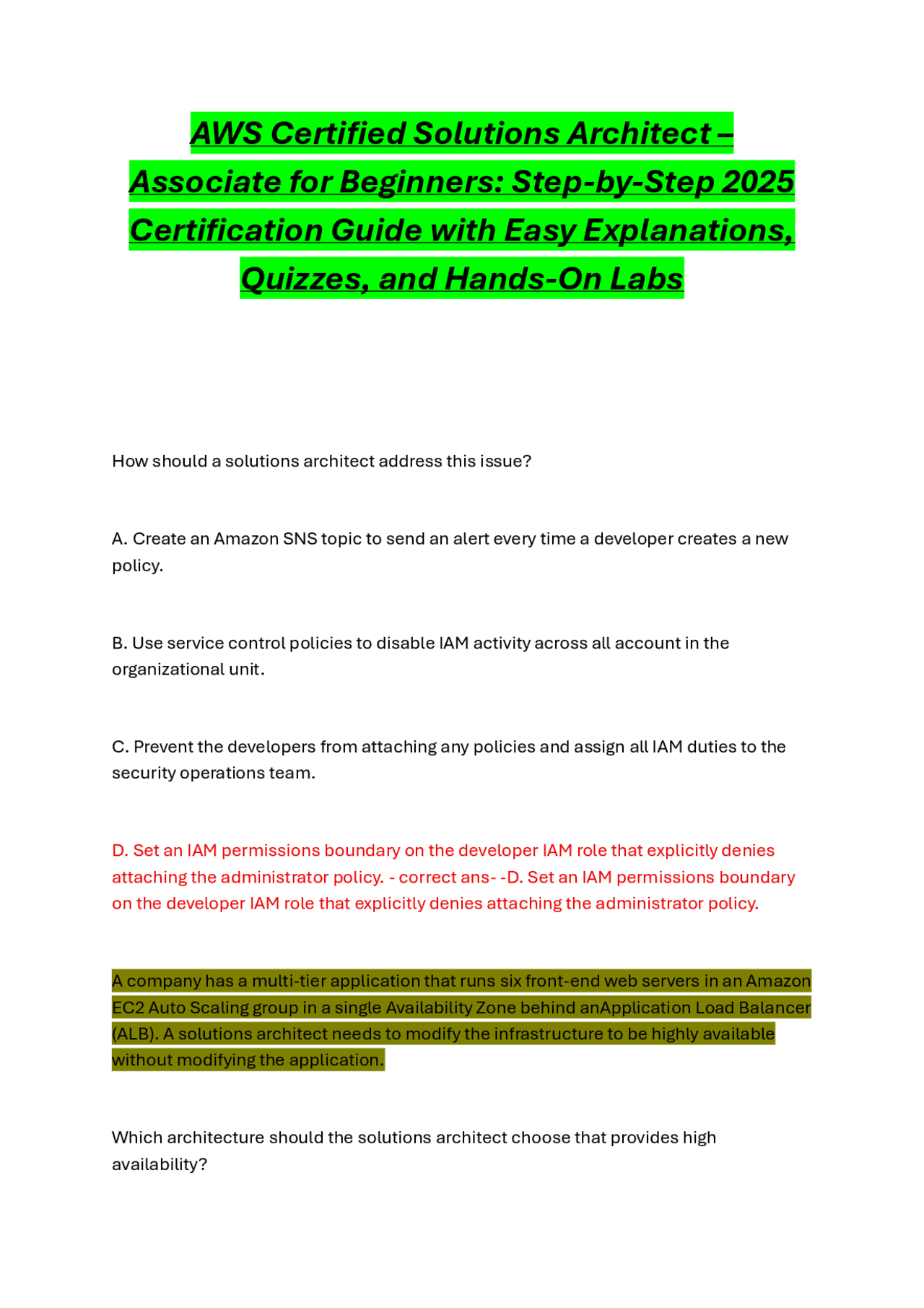 AWS Certified Solutions Architect – Associate for Beginners: Step-by ...