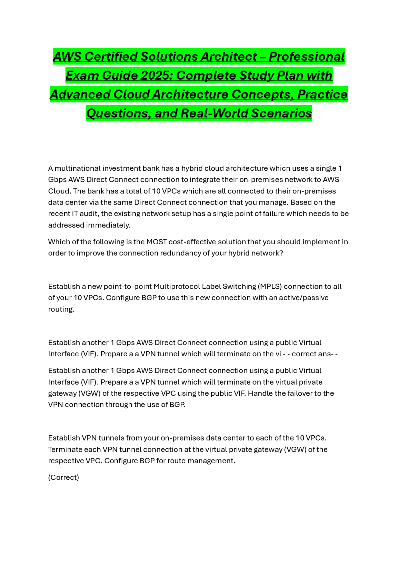 AWS Certified Solutions Architect – Professional Exam Guide 2025 ...