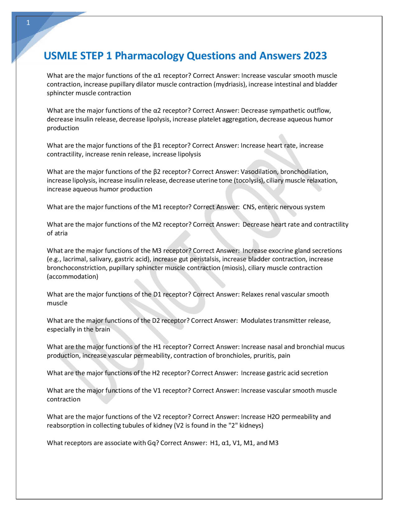 USMLE Step 1 Pharmacology Review: Questions and Answers 2023 | Exams ...