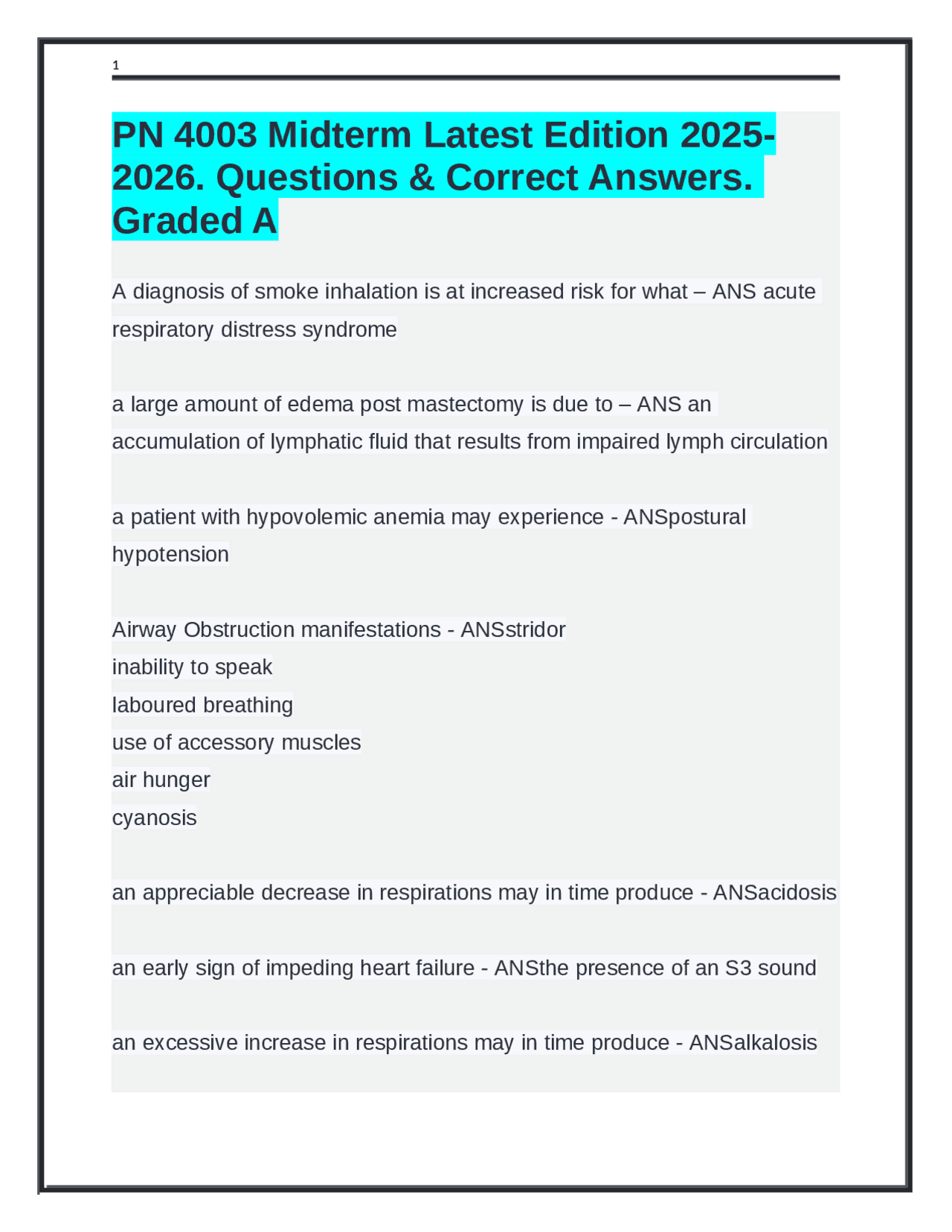 PN 4003 Midterm Latest Edition 2025-2026. Questions & Correct Answers ...