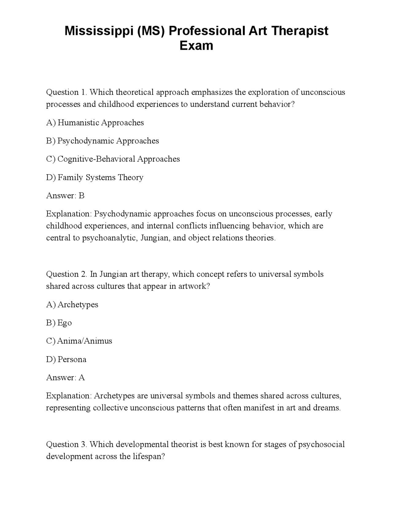 Mississippi (MS) Professional Art Therapist Exam | Exams Technology ...