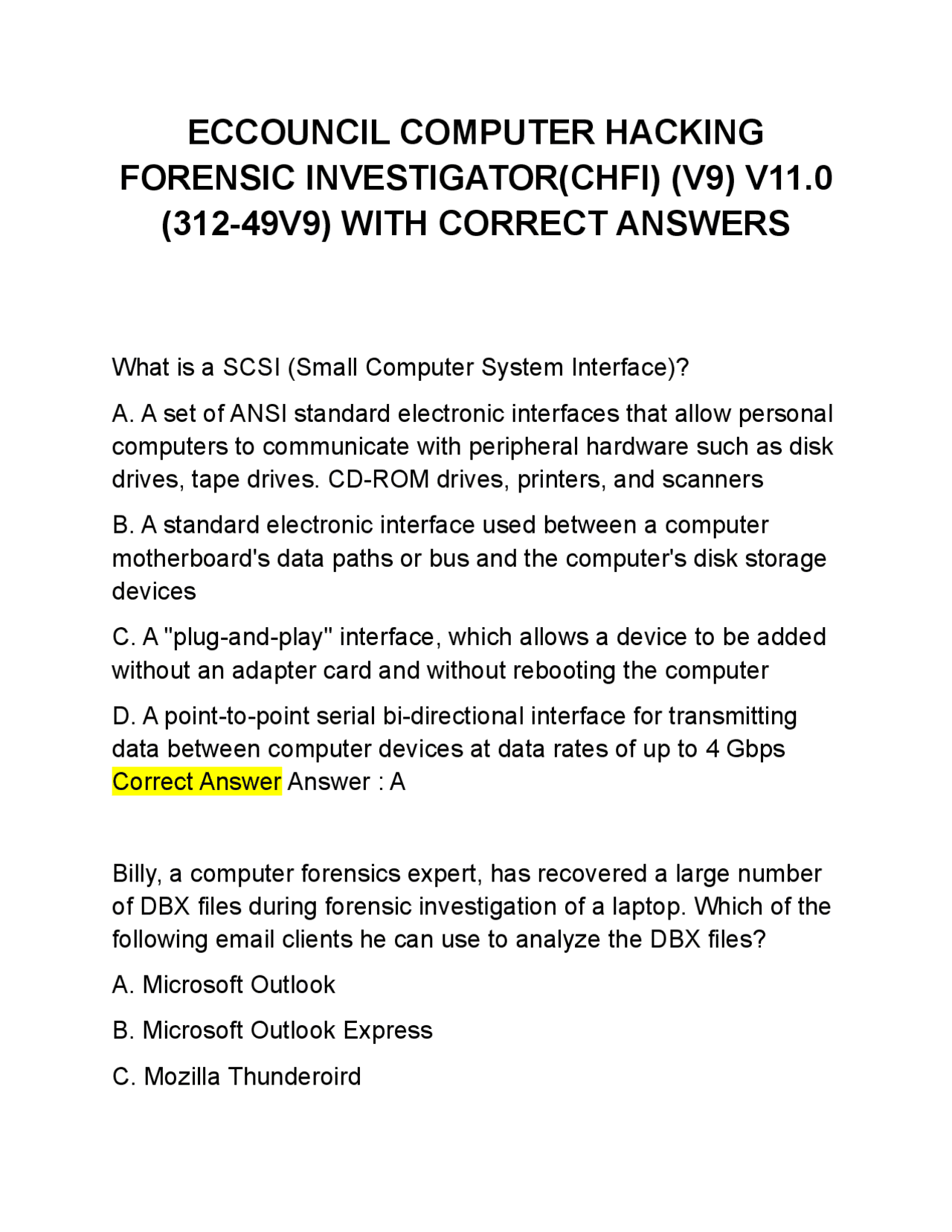 Computer Hacking and Forensics Investigator Exam Questions | Exams ...