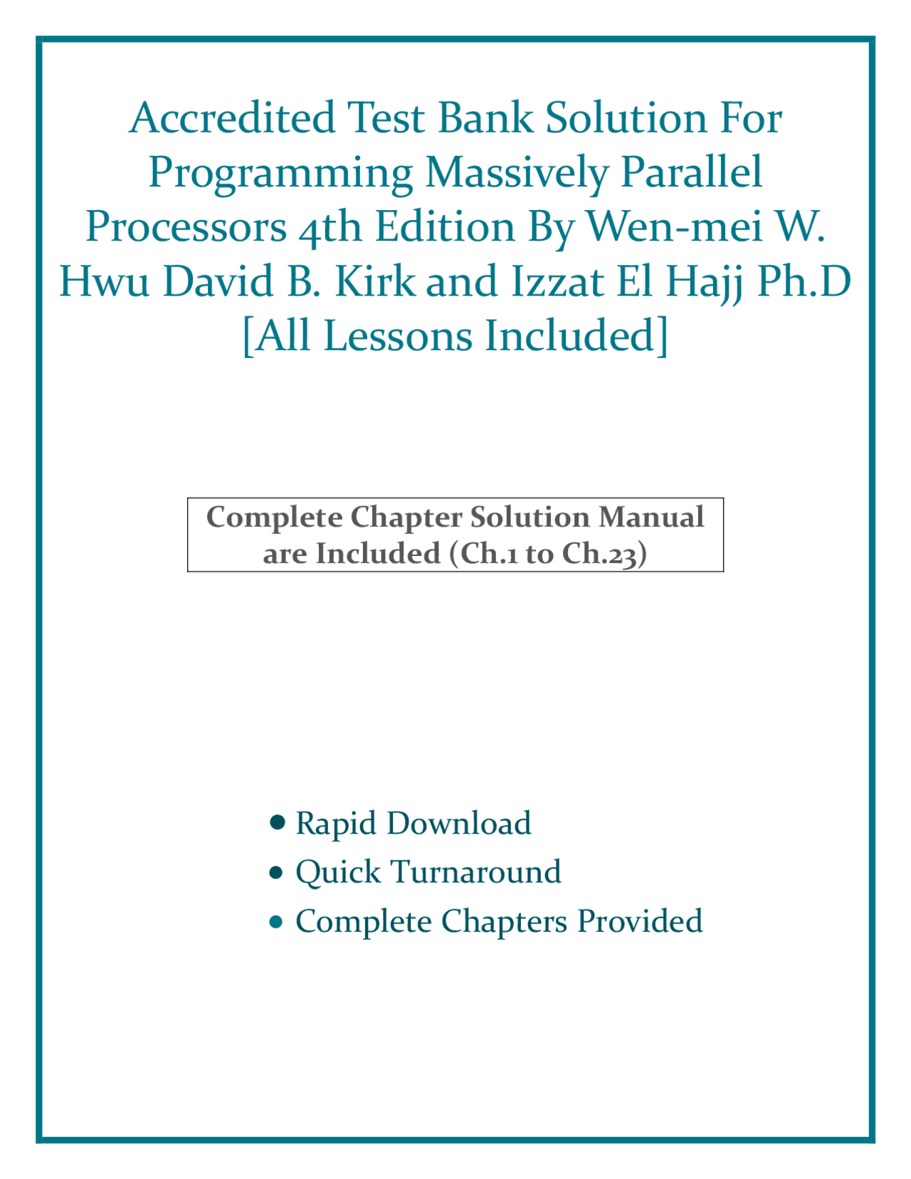 Accredited Test Bank Solution For Programming Massively Parallel ...