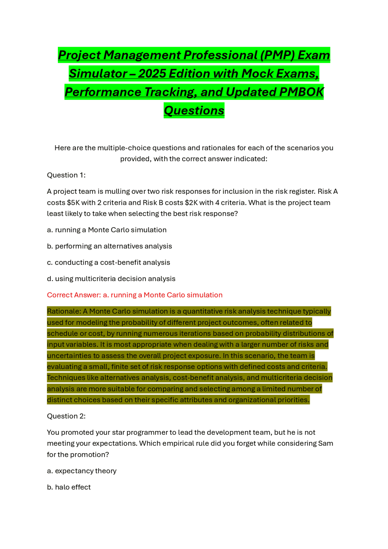 PMP Exam Prep: Practice Questions and Rationales for Project Management ...