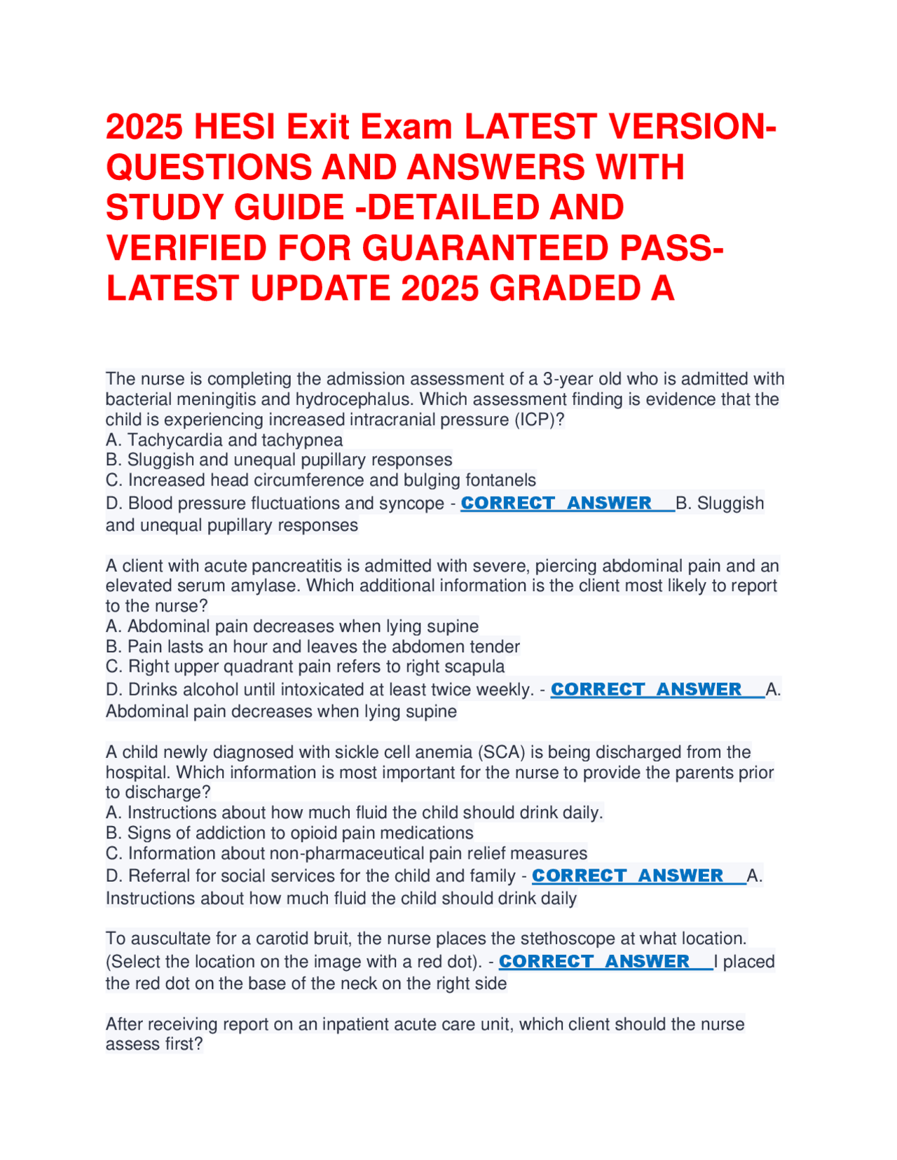 Nursing Practice Review: Questions and Answers | Exams Nursing | Docsity