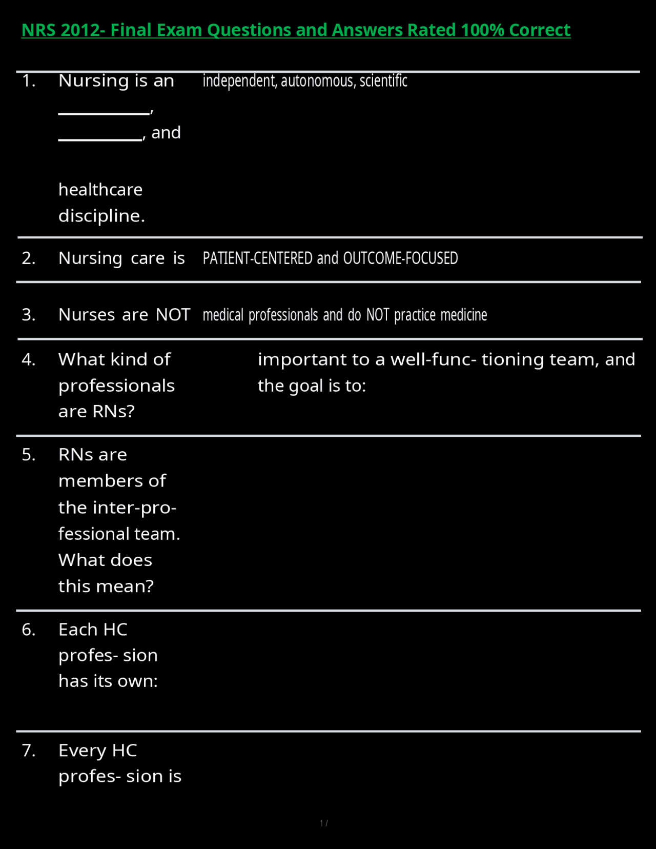 NRS 2012- Final Exam Questions and Answers Rated 100% Correct | Exams ...