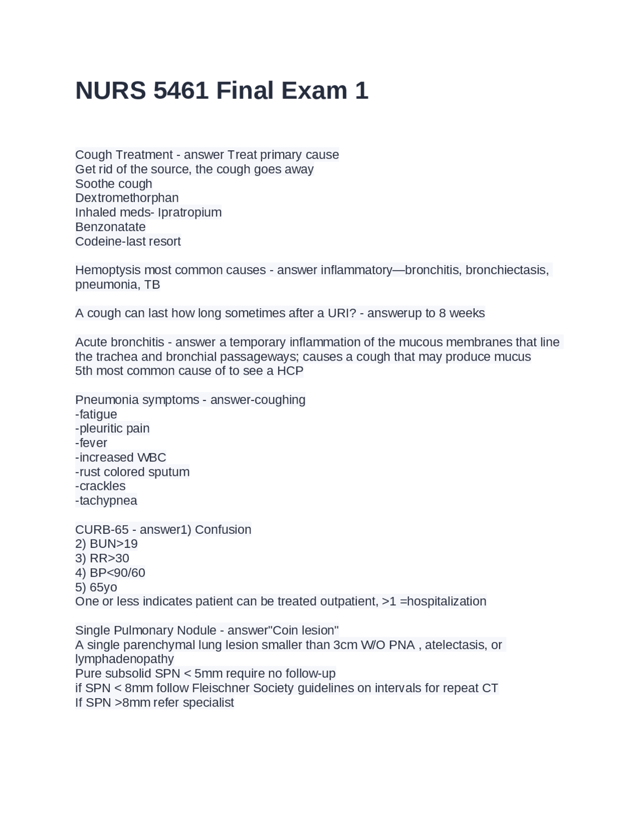 NURS 5461 Final Exam 1 Questions and Answers 100% Correct | Exams ...