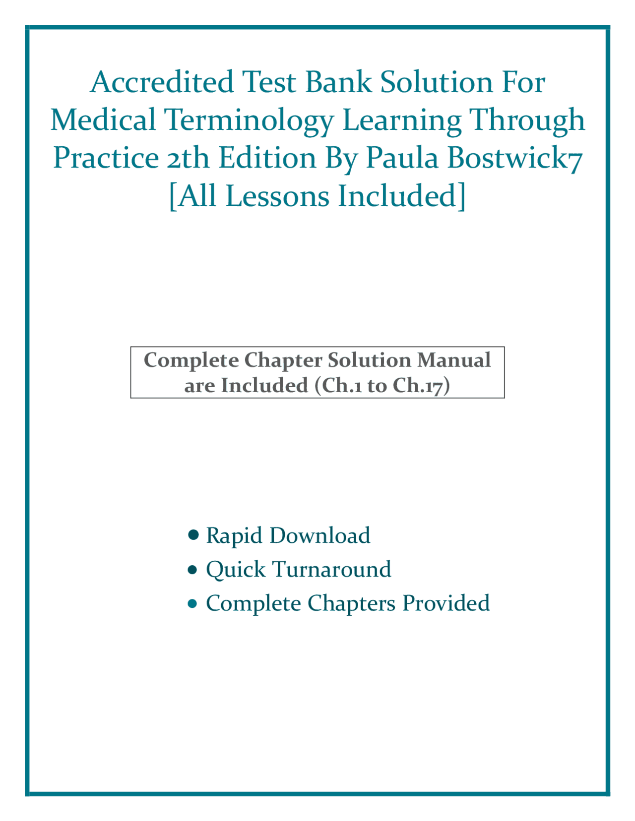 Accredited Test Bank Solution For Medical Terminology Learning Through ...