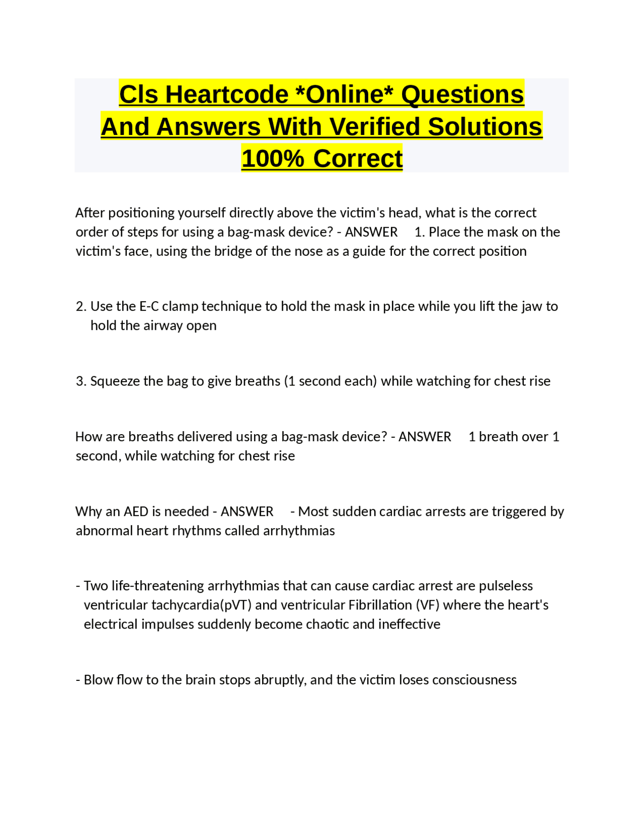 Text Heartcode Cls Heartcode *Online* Questions And Answers With Verified Solutions ...