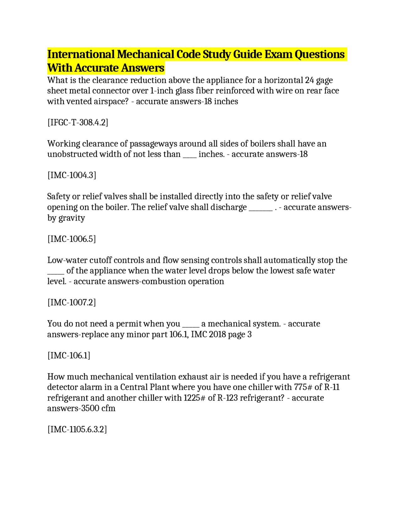 International Mechanical Code (IMC) Exam Study Guide | Exams Mechanical ...