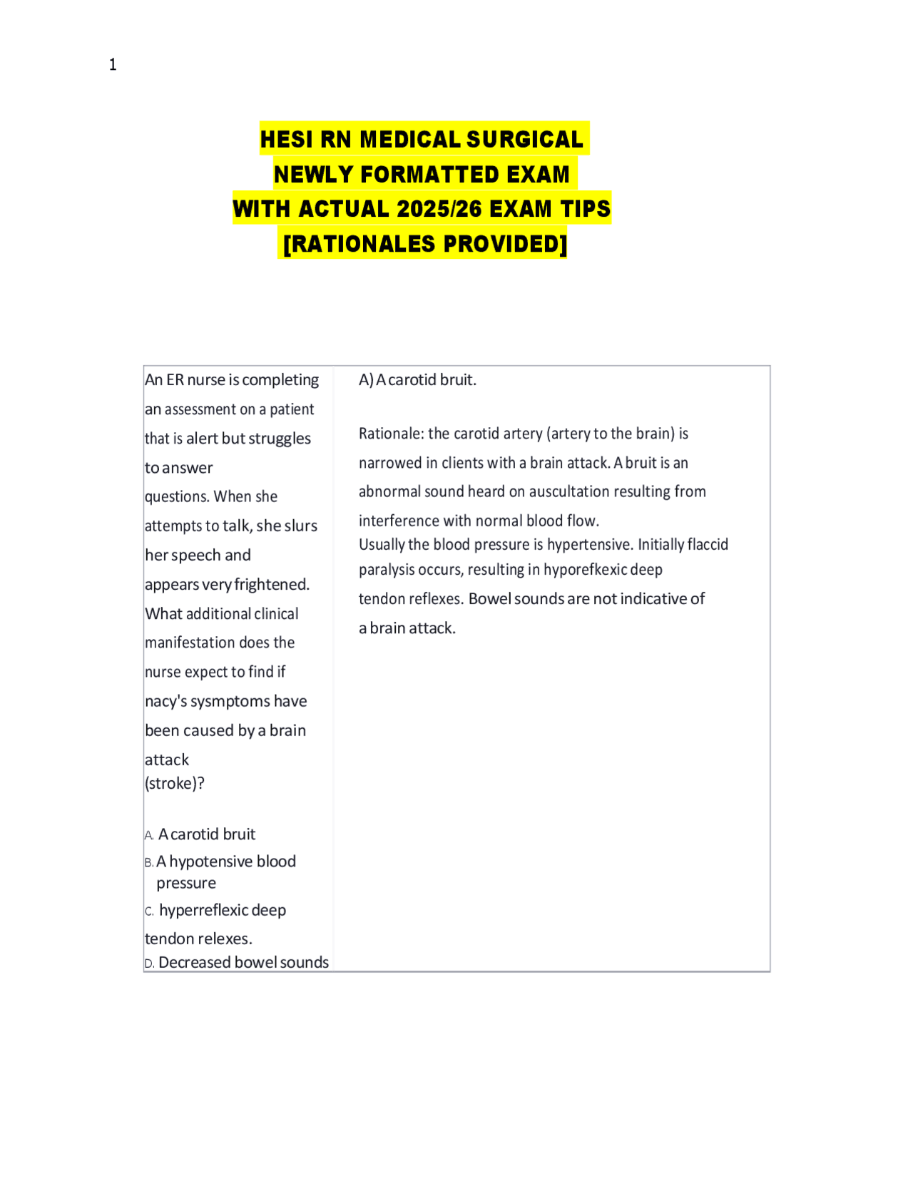 HESI RN MEDICAL SURGICAL NEWLY FORMATTED EXAM WITH ACTUAL 2025/26 EXAM ...