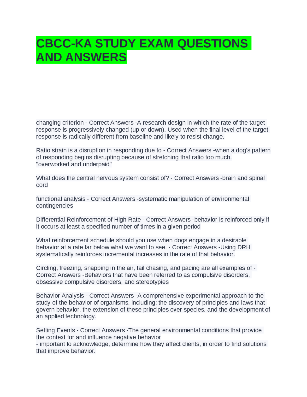 CBCC-KA STUDY EXAM QUESTIONS AND ANSWERS | Exams Advanced Education ...