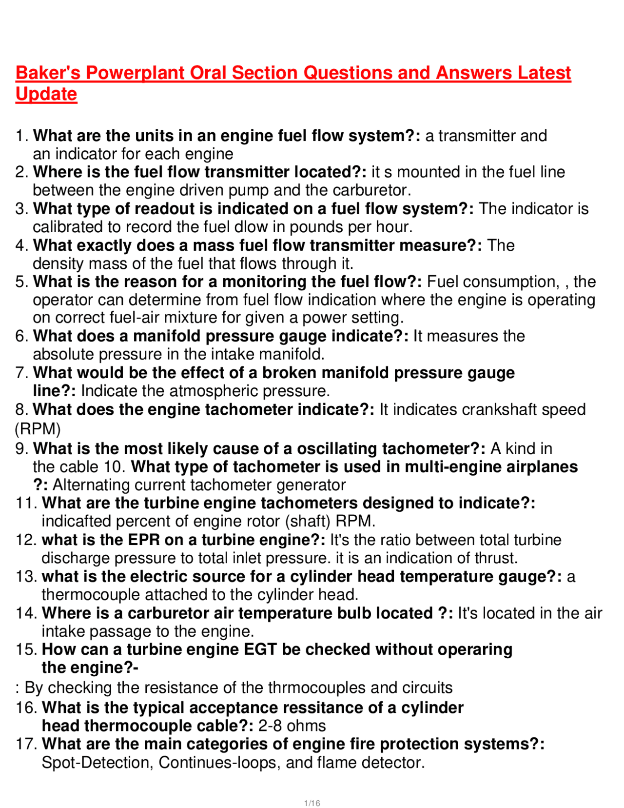 Aircraft Powerplant Oral Exam Q&A: Engine Systems and Maintenance ...