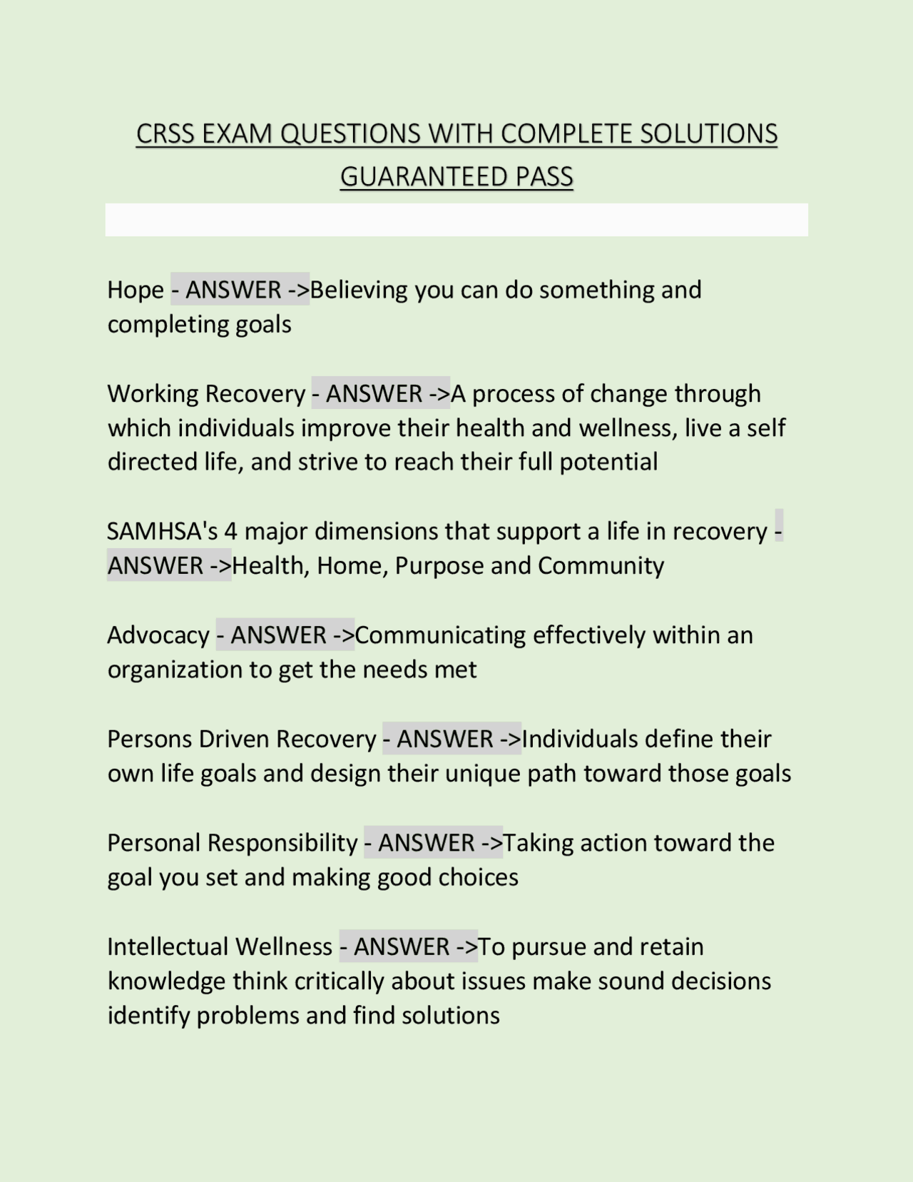 CRSS Exam Q&A: Complete Solutions for Recovery Support Specialist ...