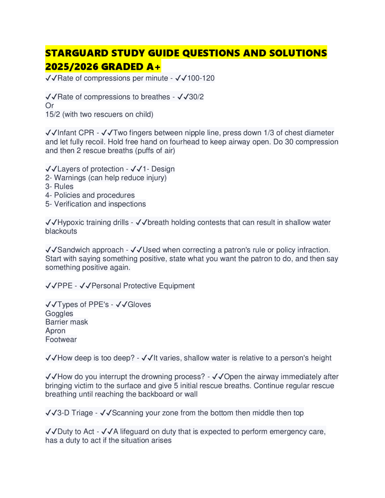 Cast Guard Study Guide STARGUARD STUDY GUIDE QUESTIONS AND SOLUTIONS 2025/2026 GRADED A+ ...