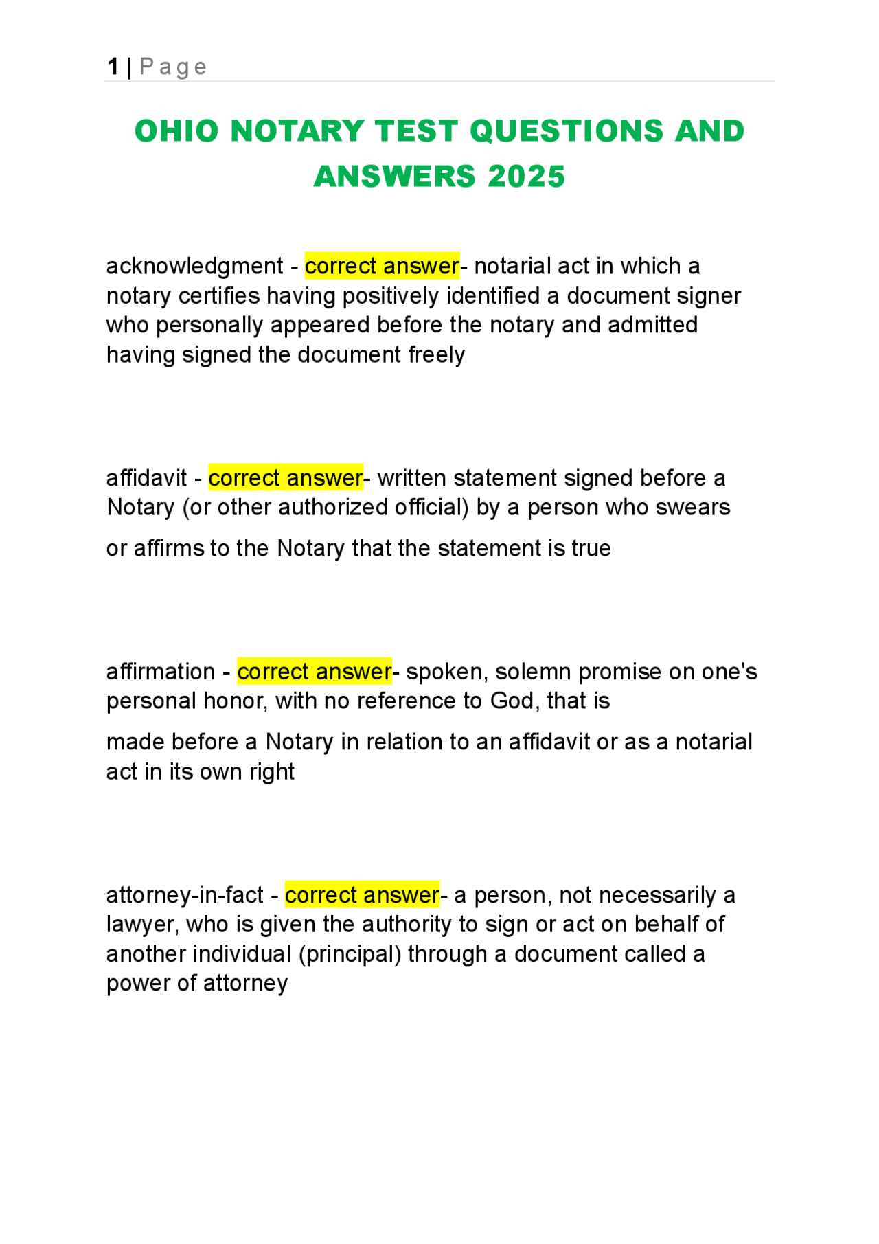 Ohio Notary Test Questions and Answers 2025: Comprehensive Study Guide