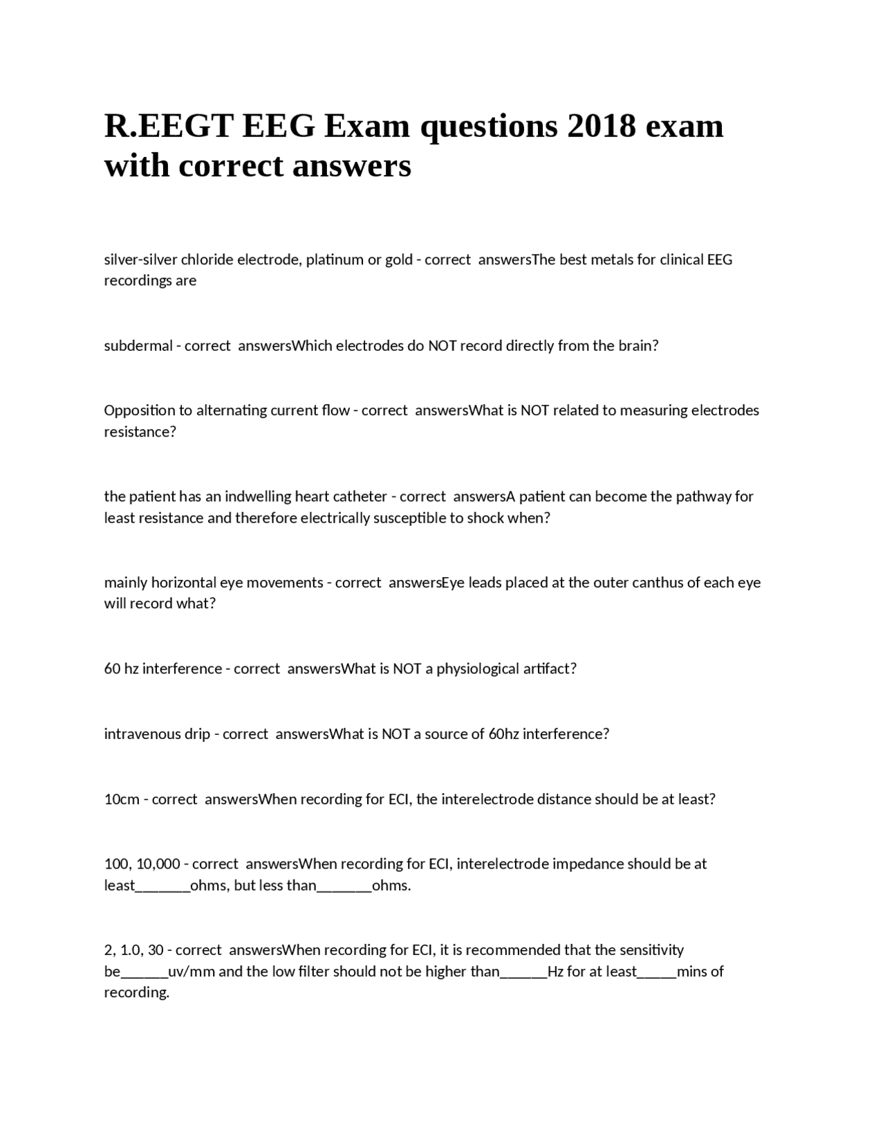 R.EEGT EEG Exam questions 2018 exam with correct answers | Exams ...