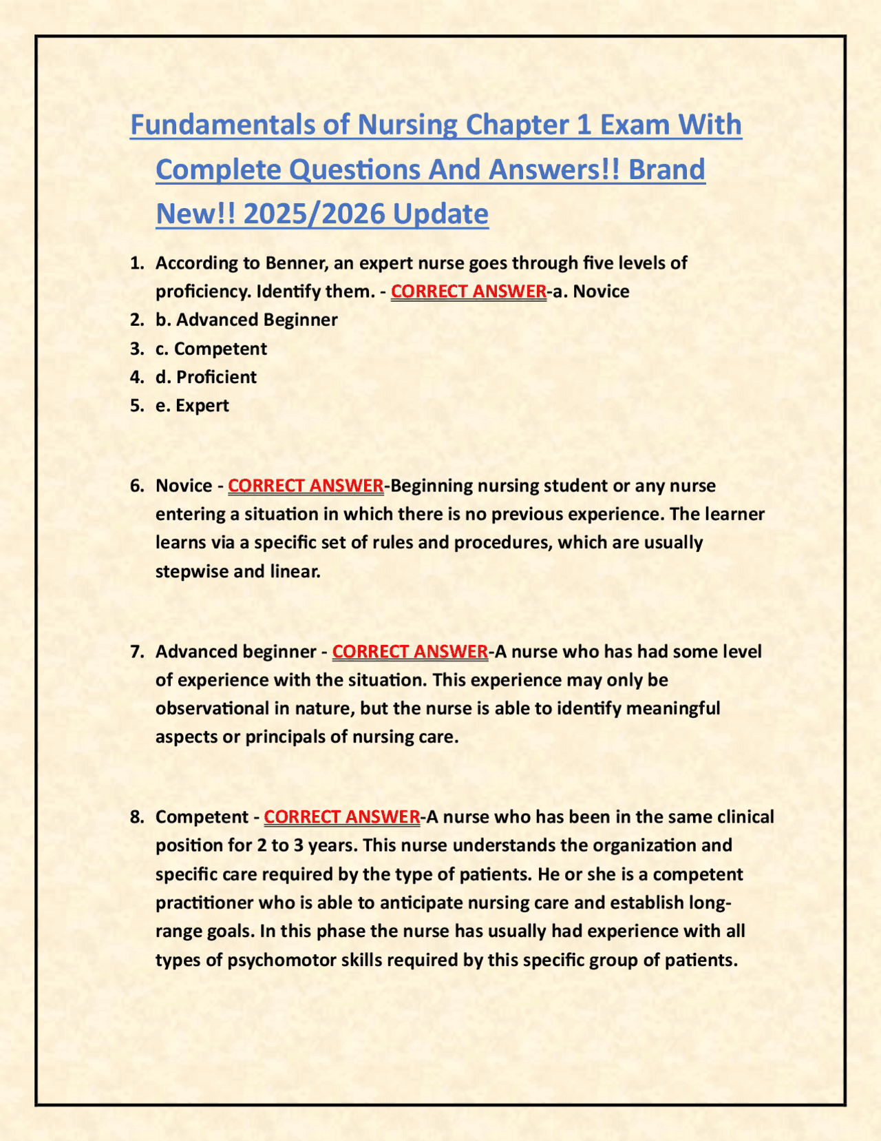 Fundamentals of Nursing Exam Q&A: Complete Review 2025/2026 | Exams ...