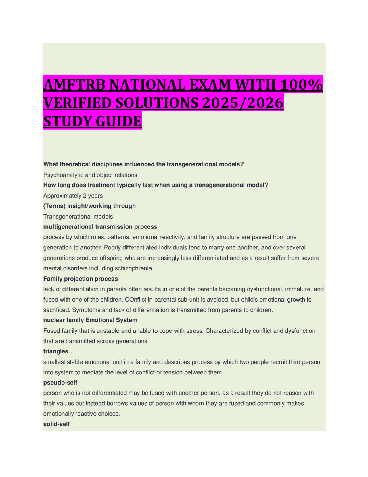 AMFTRB NATIONAL EXAM WITH 100% VERIFIED SOLUTIONS 2025/2026 STUDY GUIDE ...