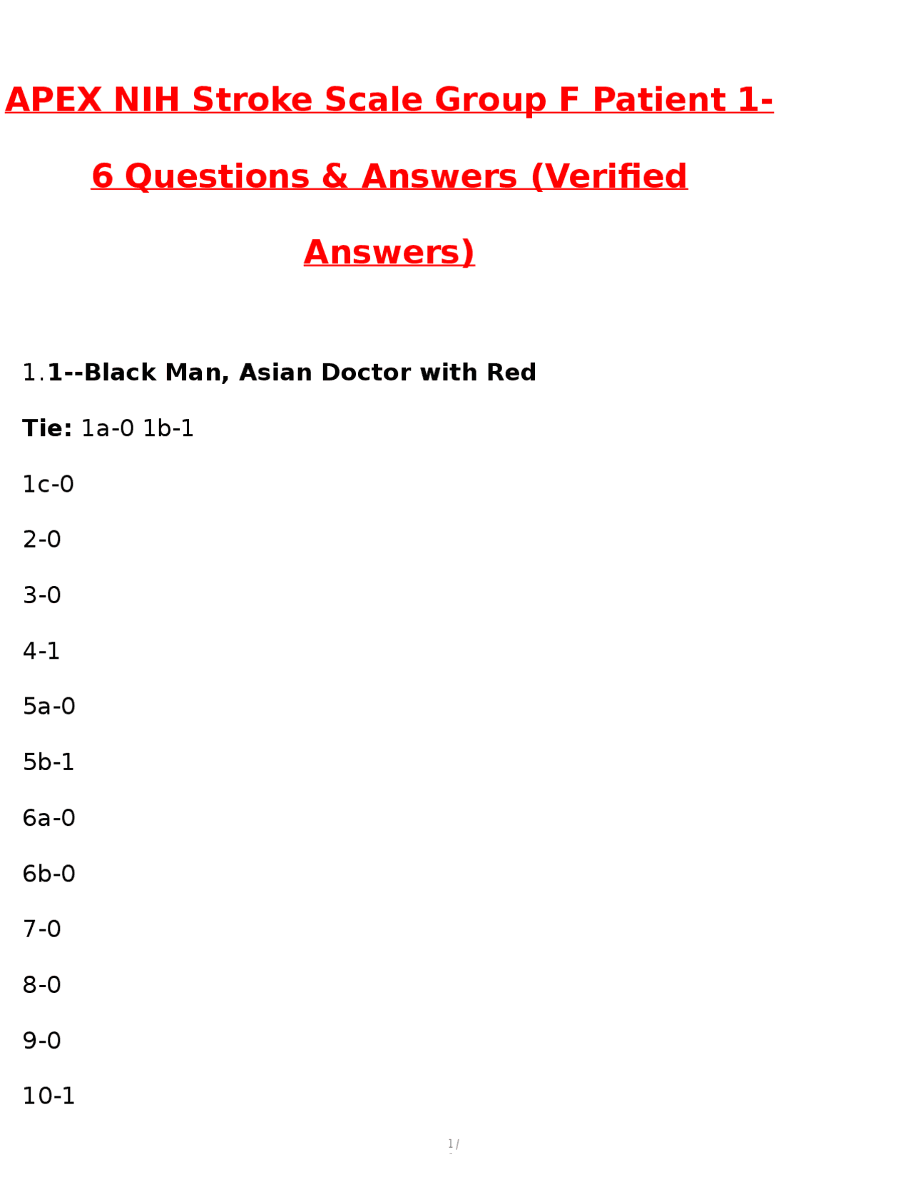 APEX NIH Stroke Scale Group F Patients – | Newest Updated Questions ...