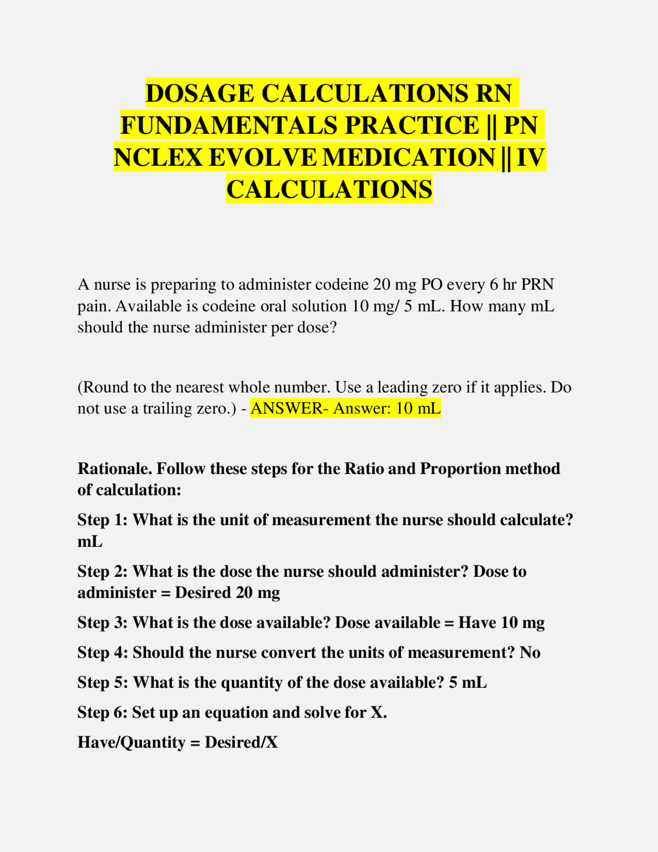 Dosage Calculations Practice Problems for Nurses (2026) | Exams Nursing ...