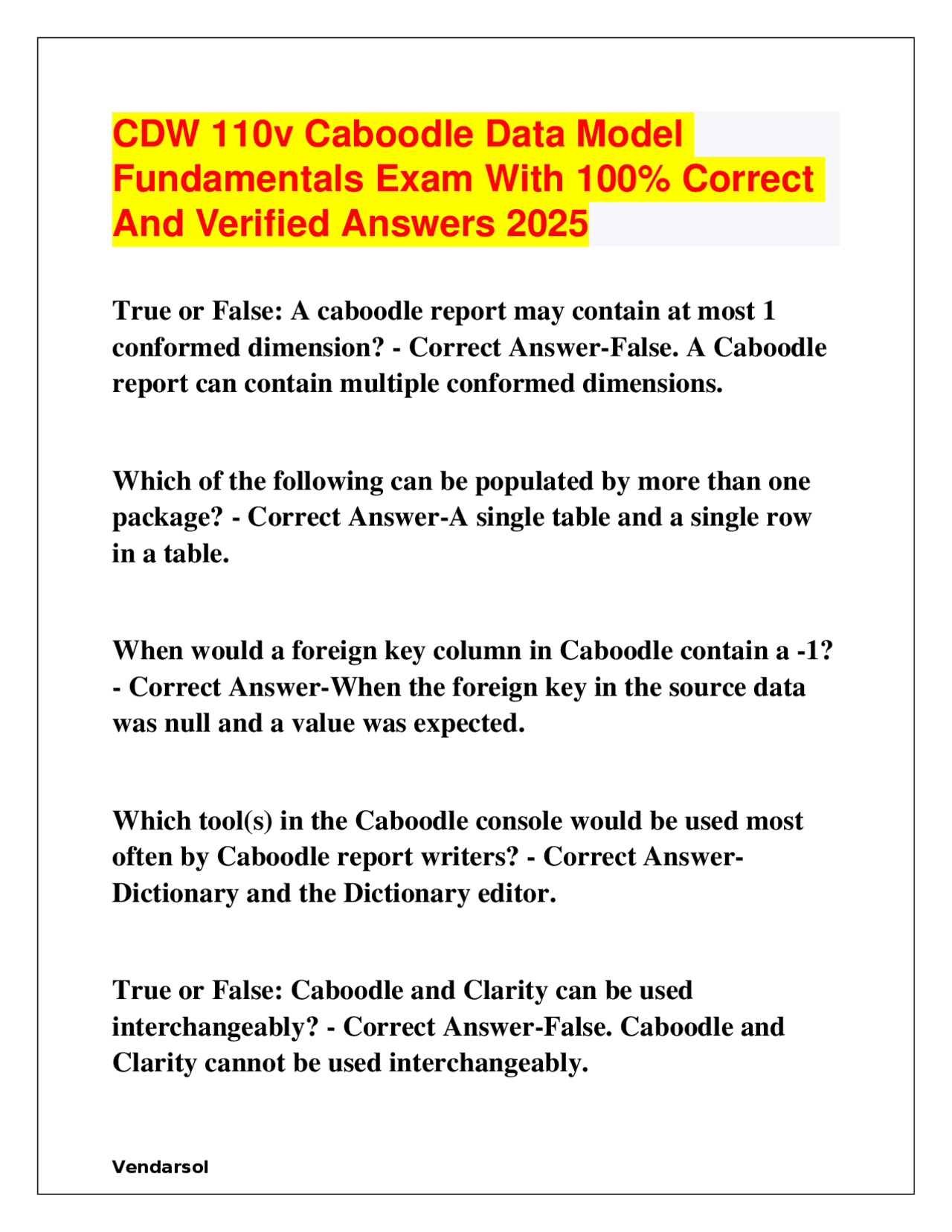 Caboodle Data Model Fundamentals Exam: Q&A | Exams Advanced Education ...