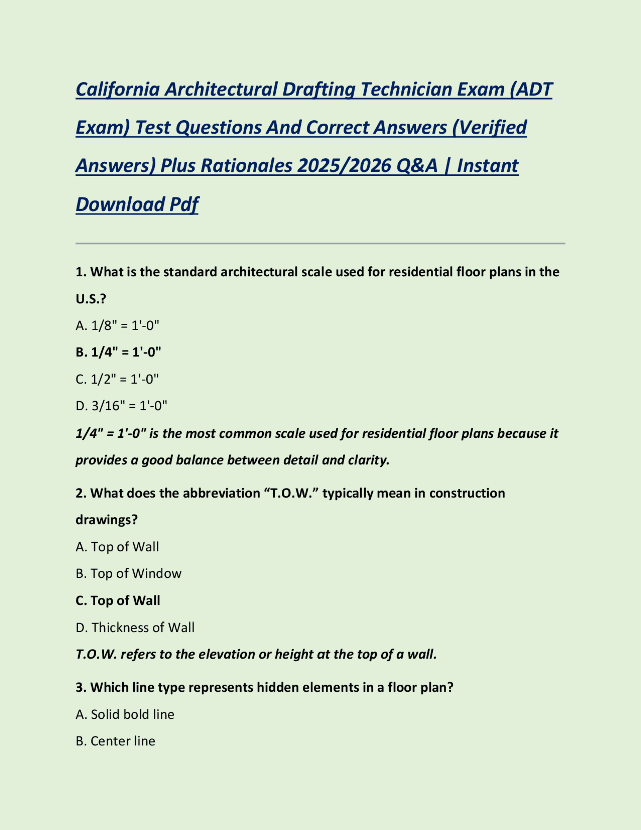 California Architectural Drafting Technician Exam (ADT Exam) Test ...