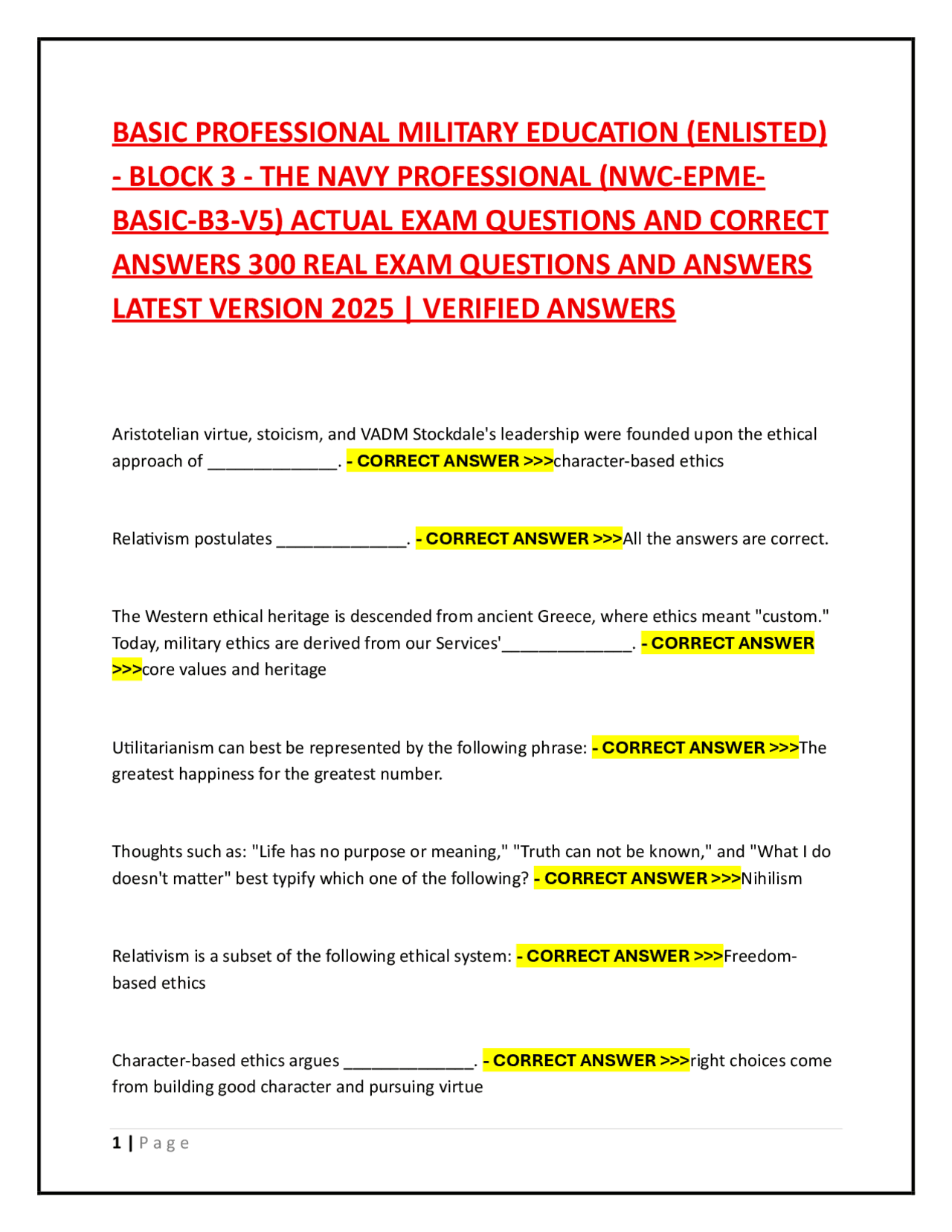 BASIC PROFESSIONAL MILITARY EDUCATION (ENLISTED) - BLOCK - THE NAVY ...