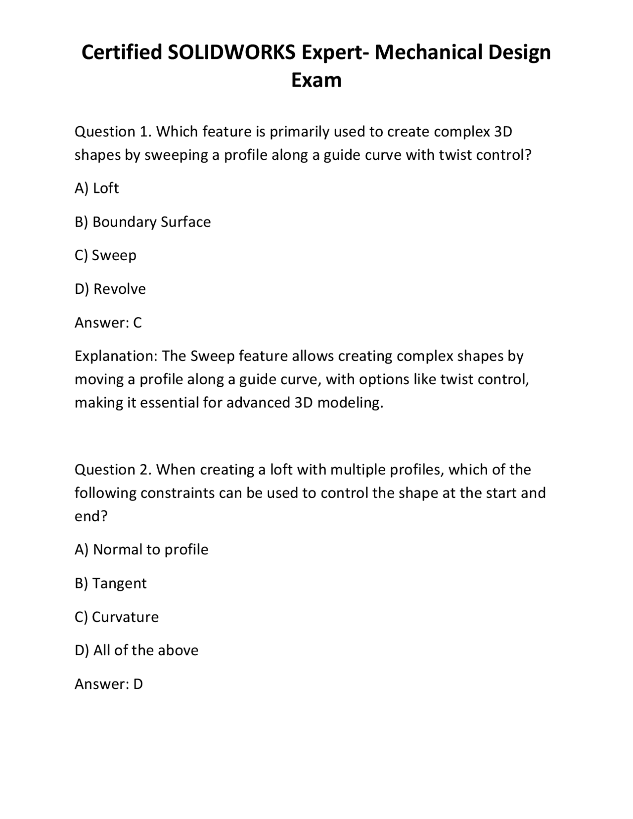 Solidworks Expert Syllabus.pdf Certified SOLIDWORKS Expert- Mechanical Design Exam | Exams Technology ...