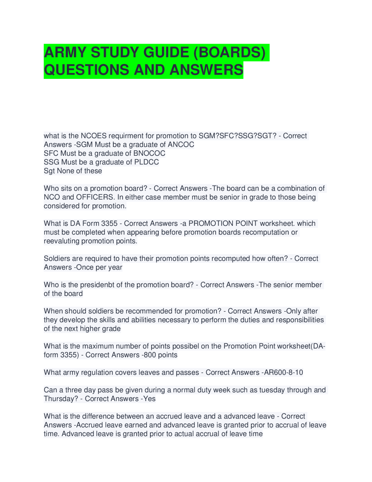 Army Study Guide: Military Regulations, UCMJ, and Code of Conduct ...