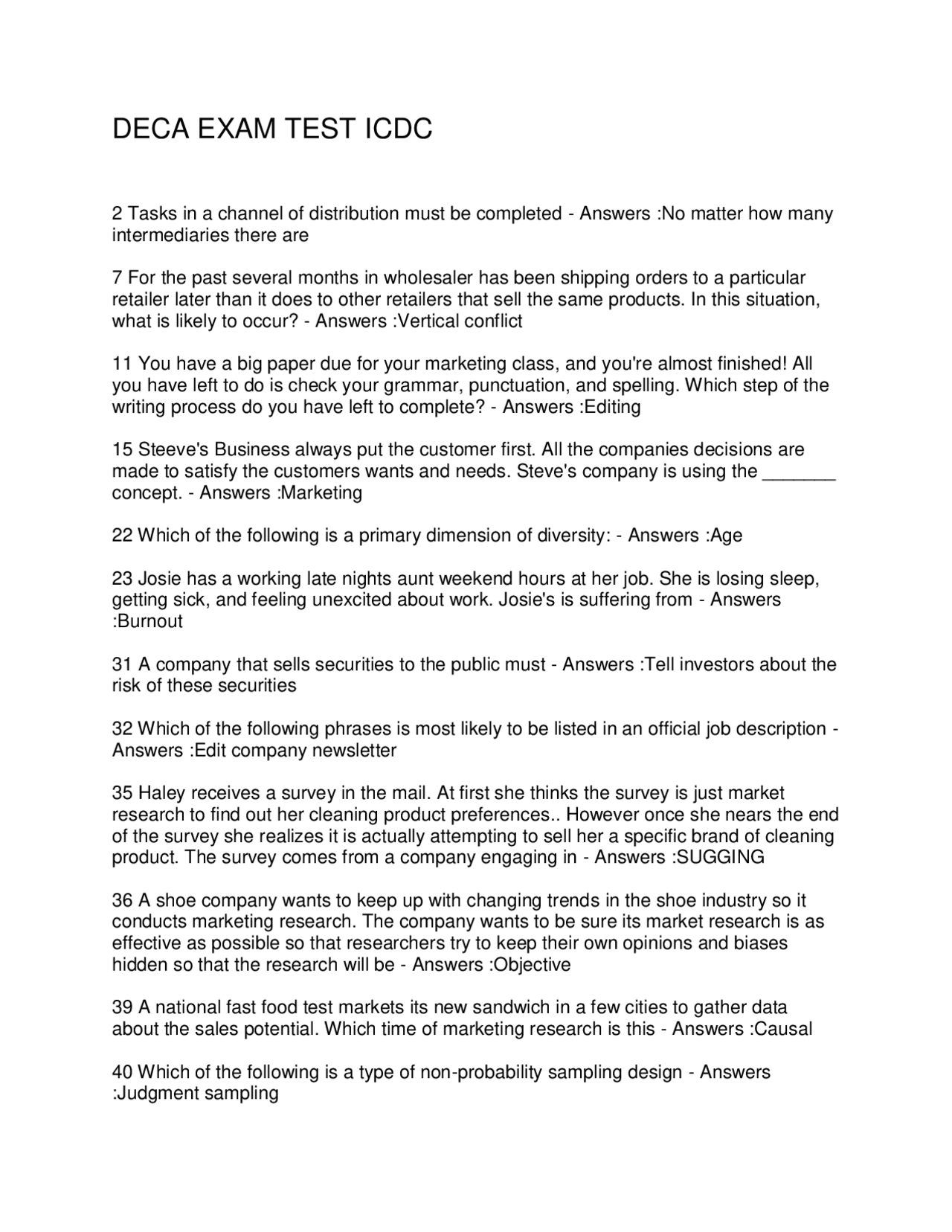 DECA Exam Prep: Business and Marketing Practice Questions | Exams ...