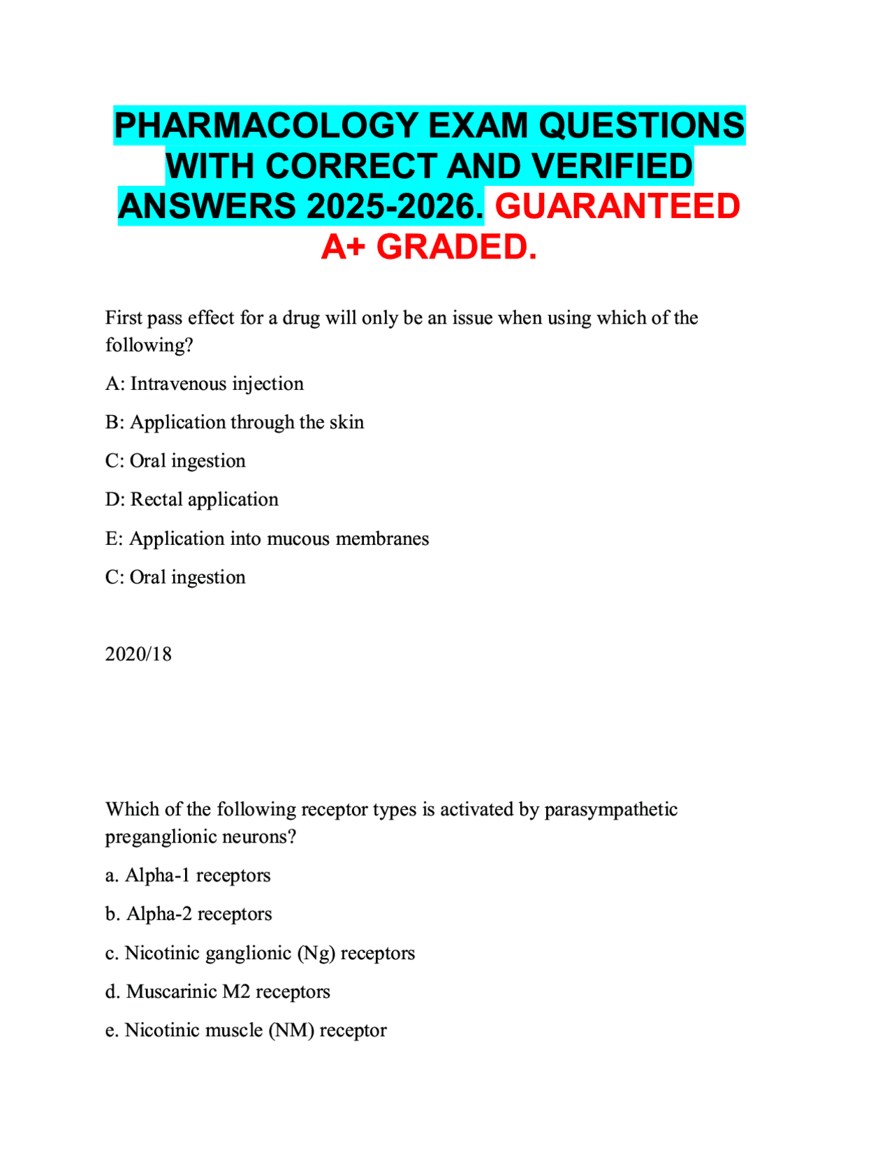 PATHOPHYSIOLOGY FINAL EXAM 2025 2026. QUESTIONS WITH CORRECT AND ...