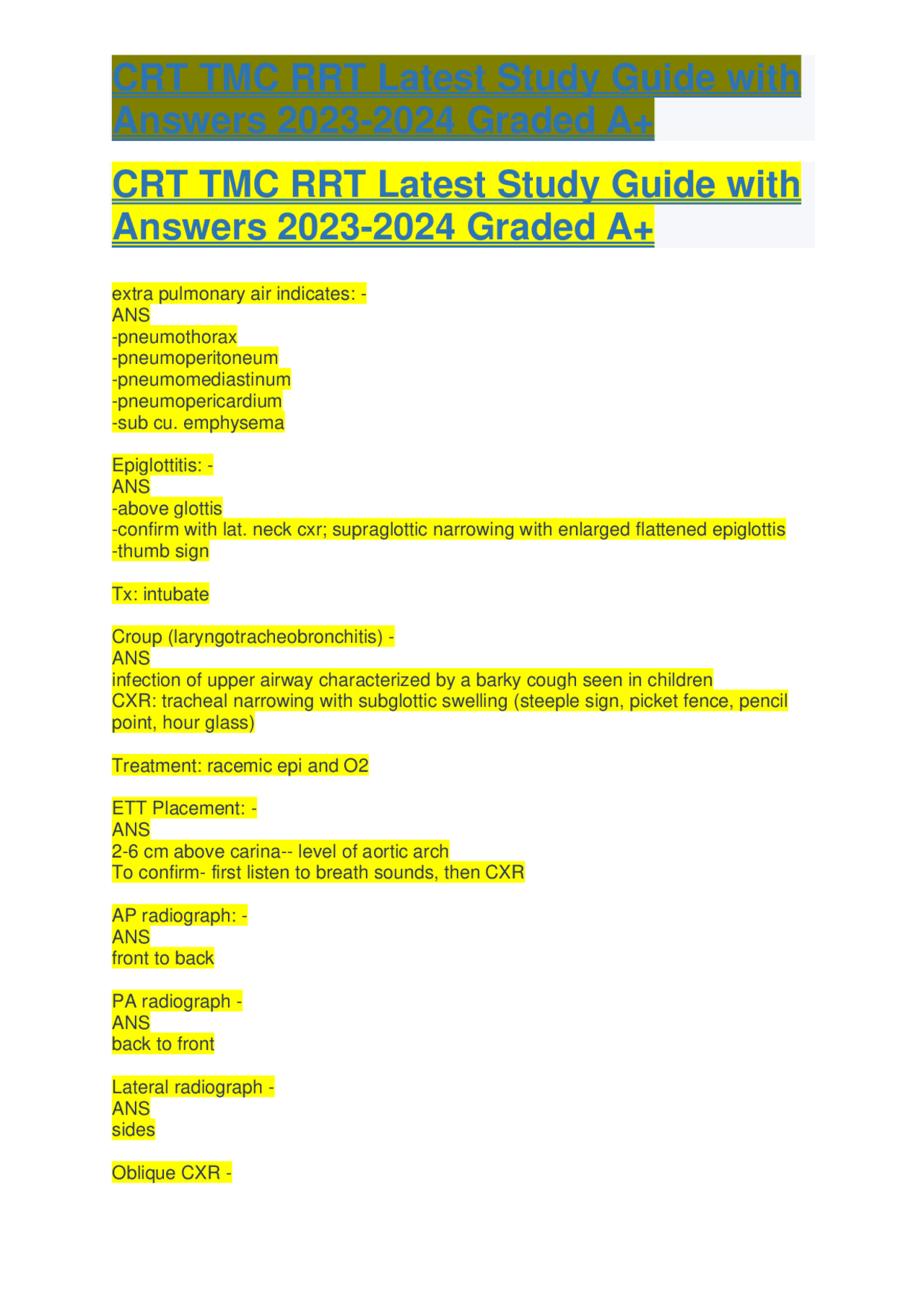 Rrt Kettering Study Guide Calendar.pdf CRT TMC RRT Exam Study Guide 2023-2024: Respiratory Therapy | Exams ...