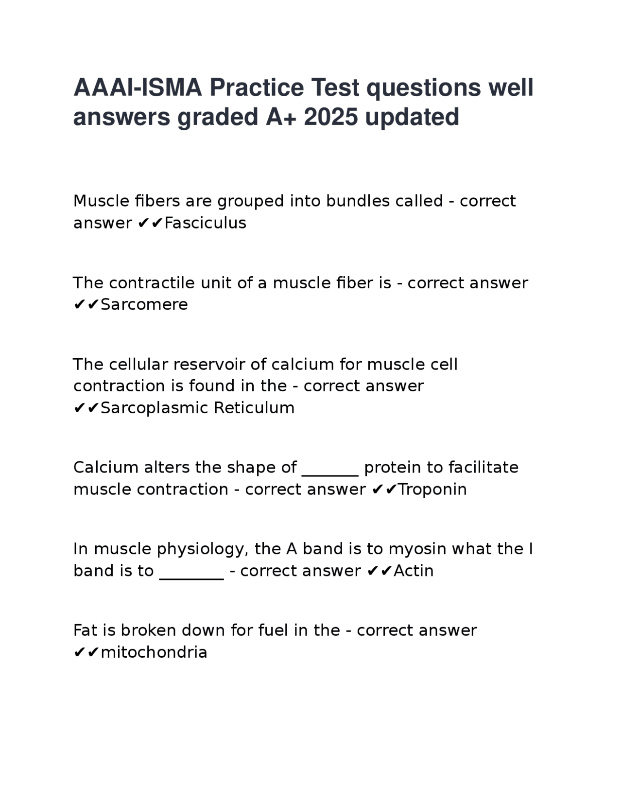 AAAI-ISMA Practice Test questions well answers graded A+ 2025 updated ...