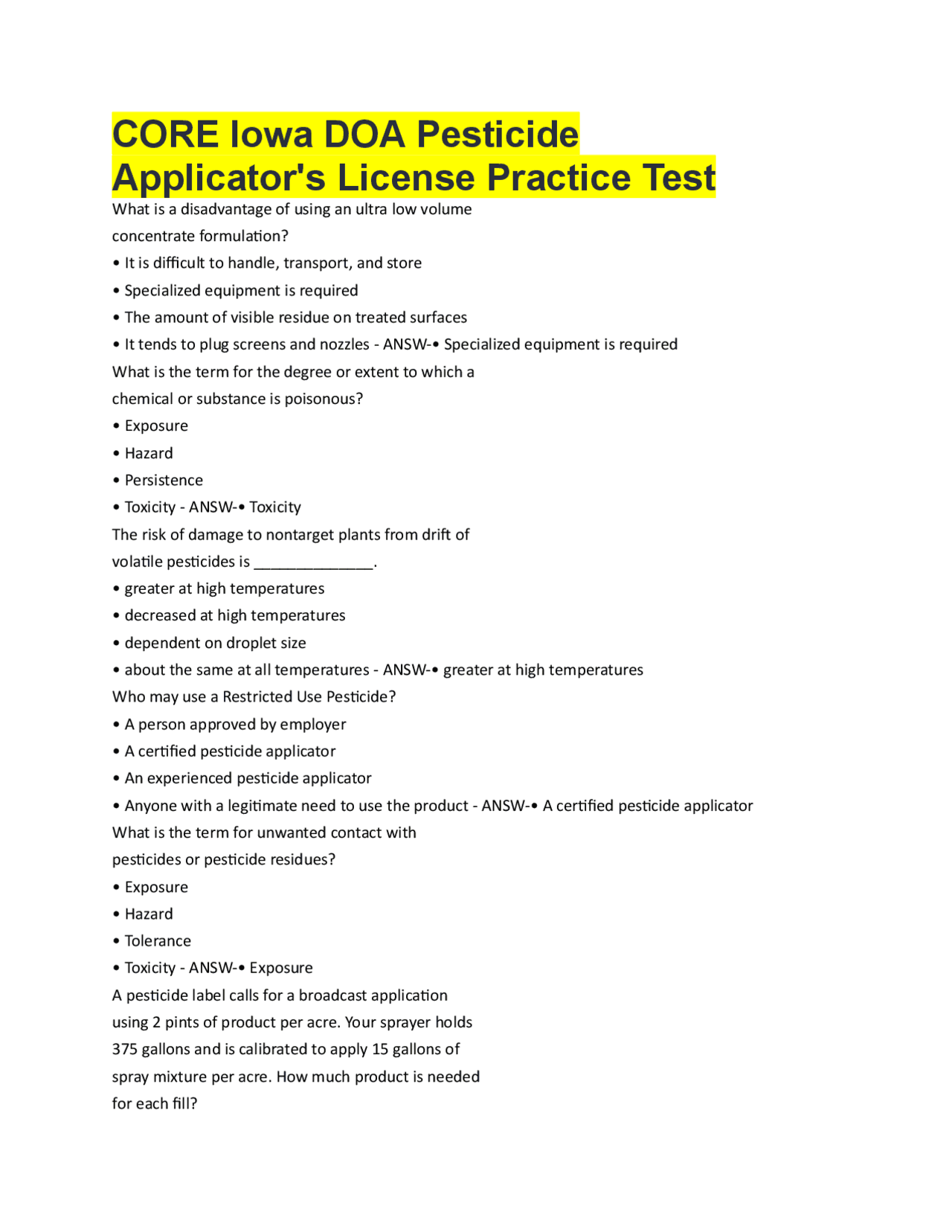 Iowa Pesticide Applicator License Practice Test: Agronomy and Safety | Exams Advanced Education ...
